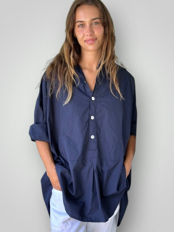 megan shirt - navy cotton Apparel