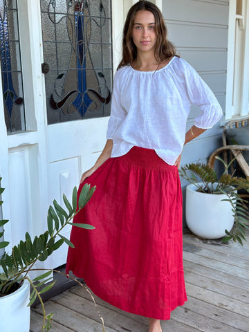 lulu skirt - red linen Apparel