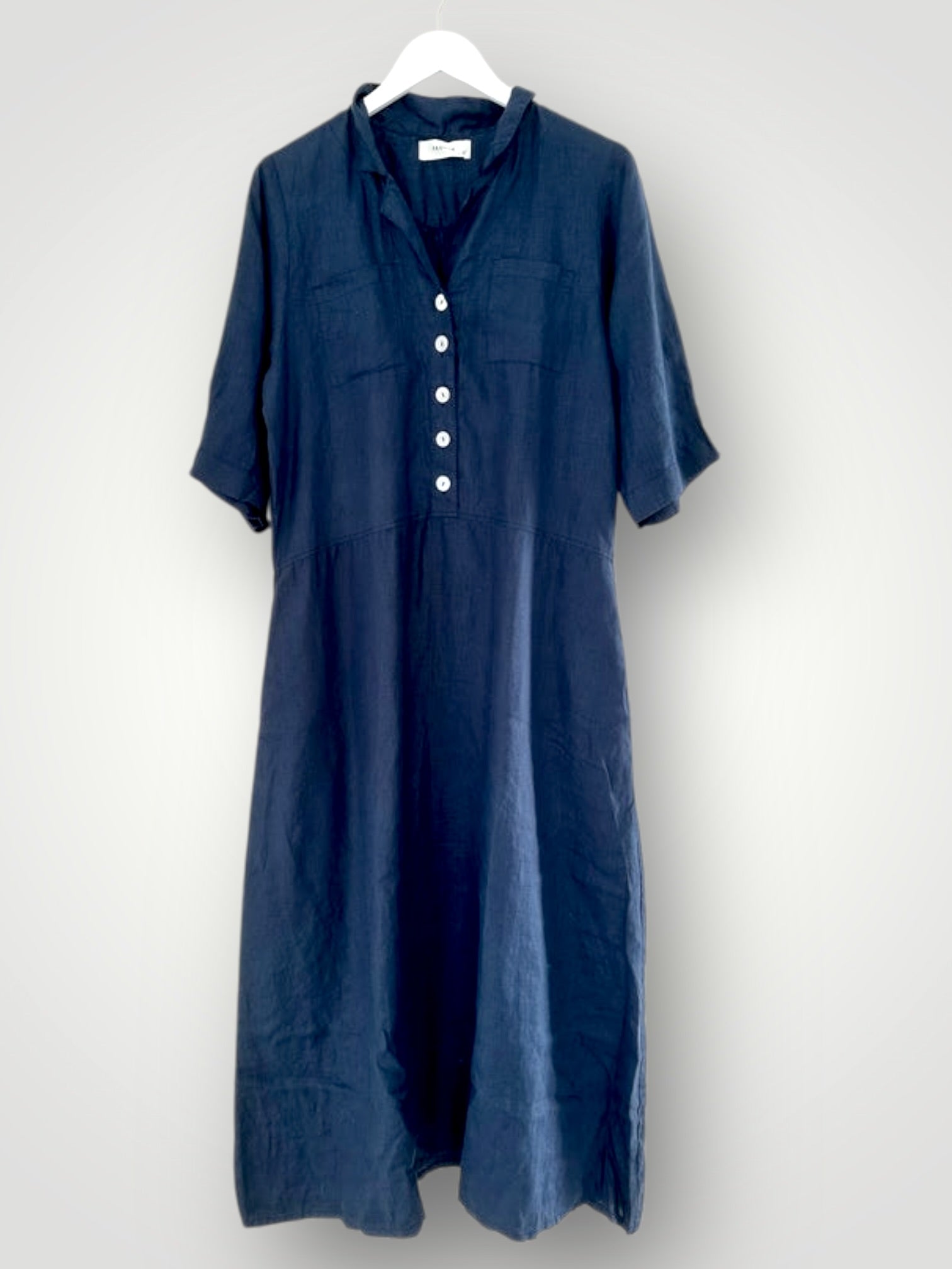bridget dress -navy linen Apparel