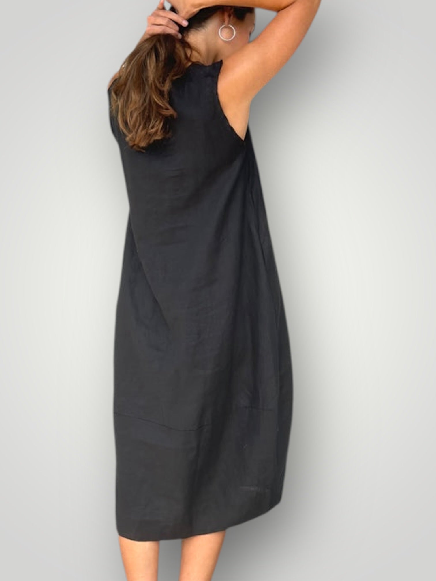 adele dress - black linen Apparel