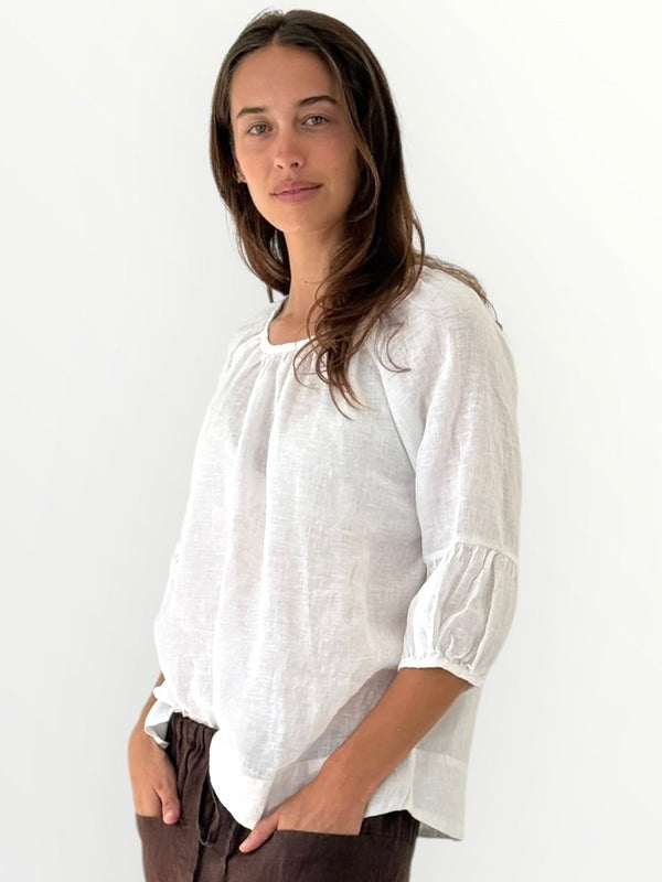 julia top-white linen Apparel