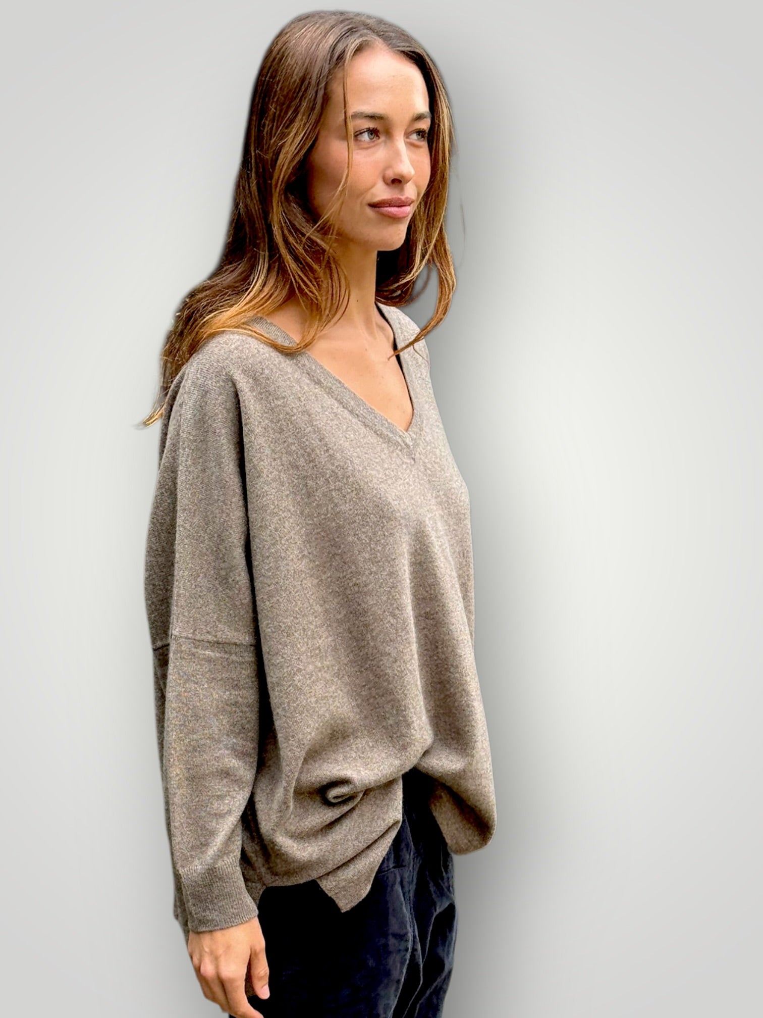 boyfriend v cashmere knit- light soil Apparel