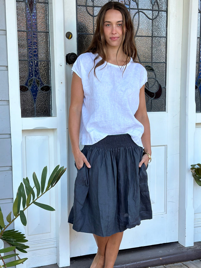 zoe skirt - charcoal linen Apparel