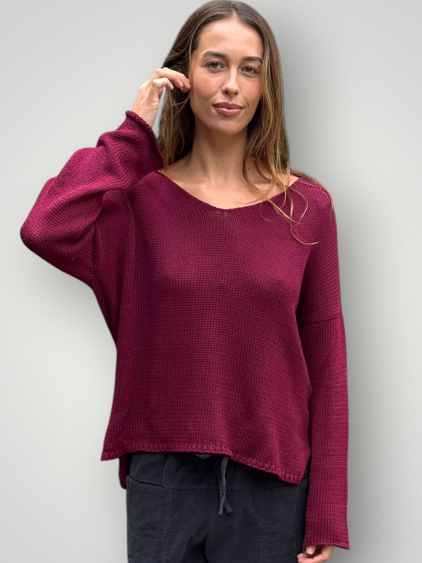 jamie cotton knit - merlot Apparel