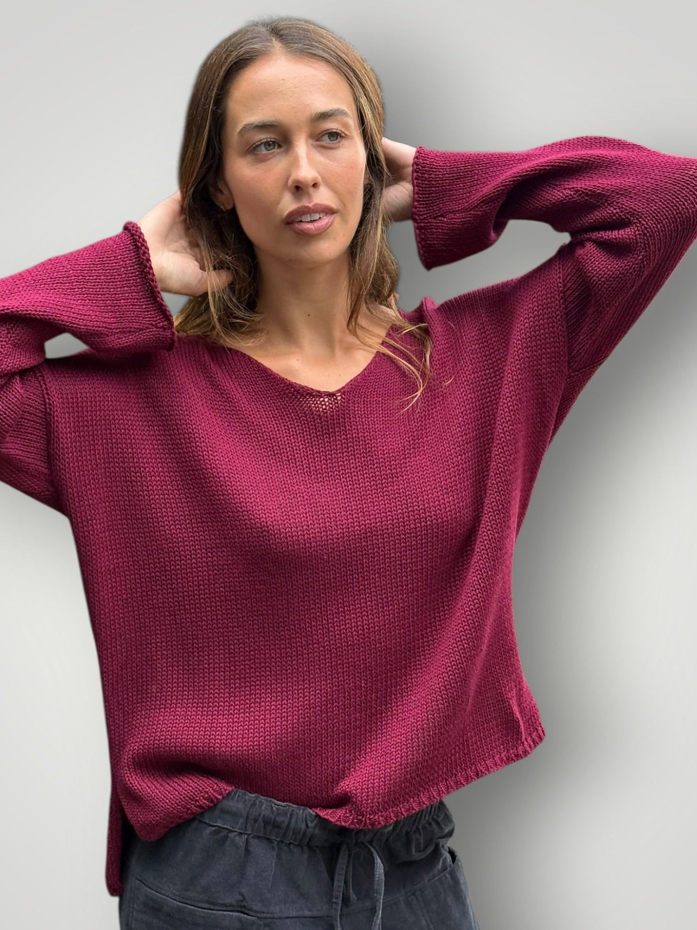 jamie cotton knit - merlot Apparel