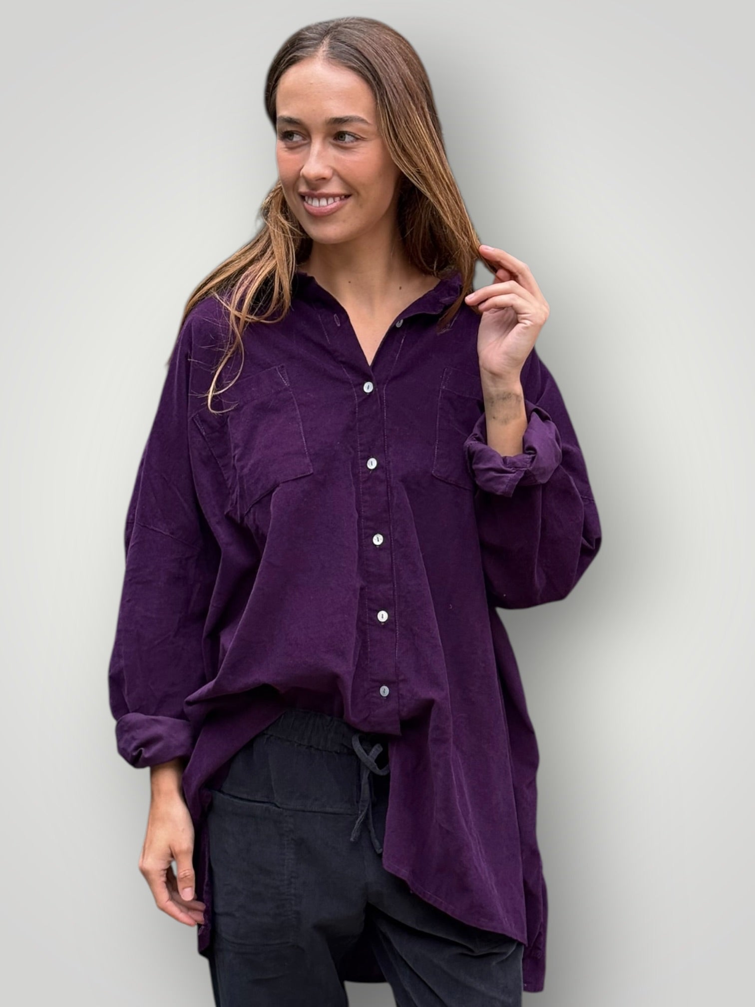 aiden oversized shirt -eggplant cord Apparel