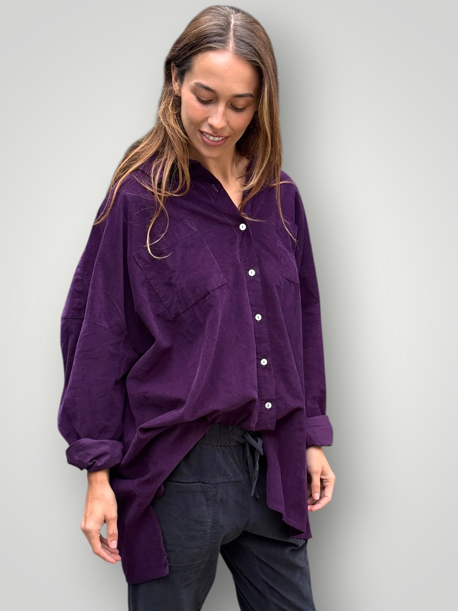 aiden oversized shirt -eggplant cord Apparel