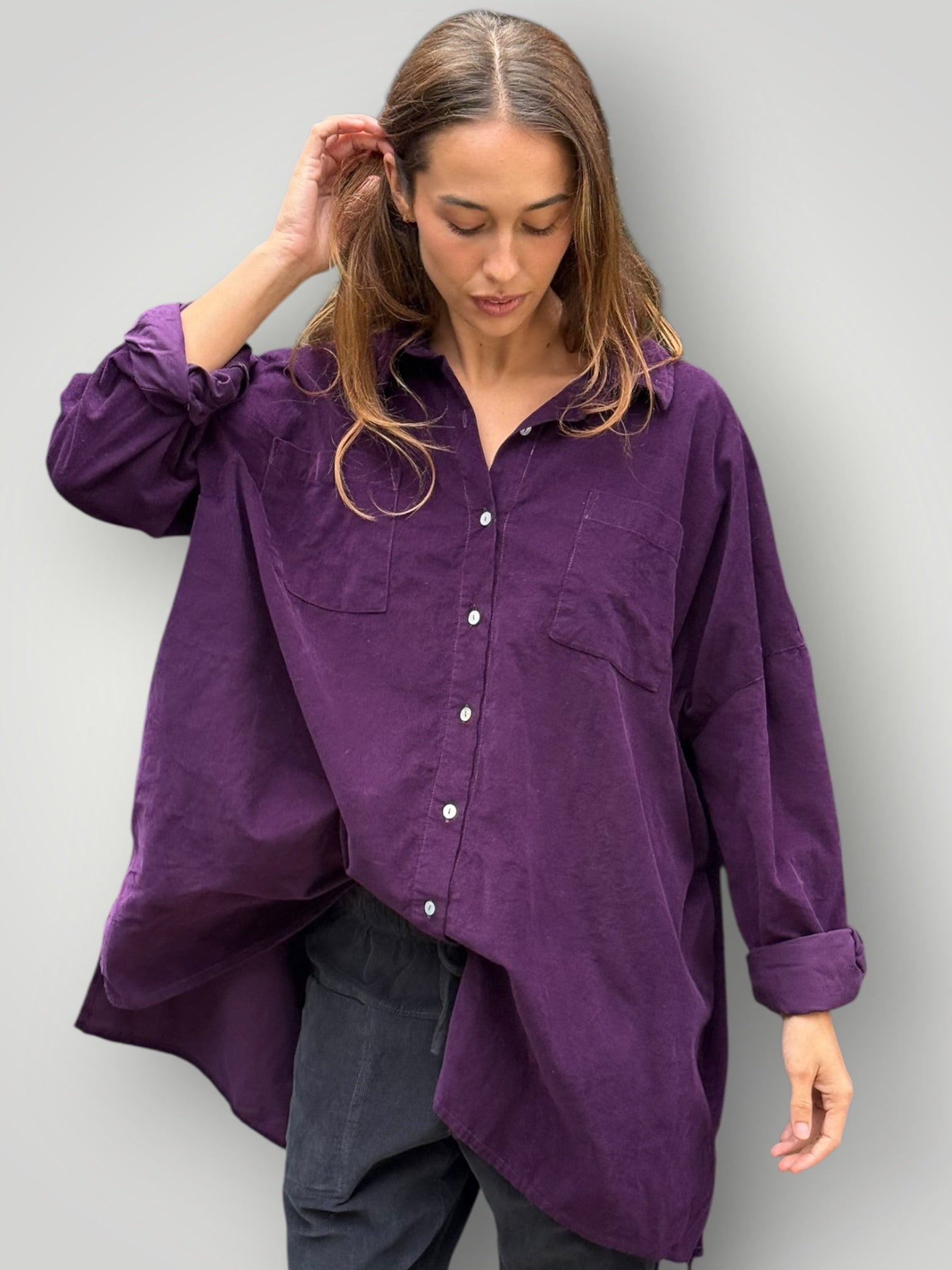 aiden oversized shirt -eggplant cord Apparel