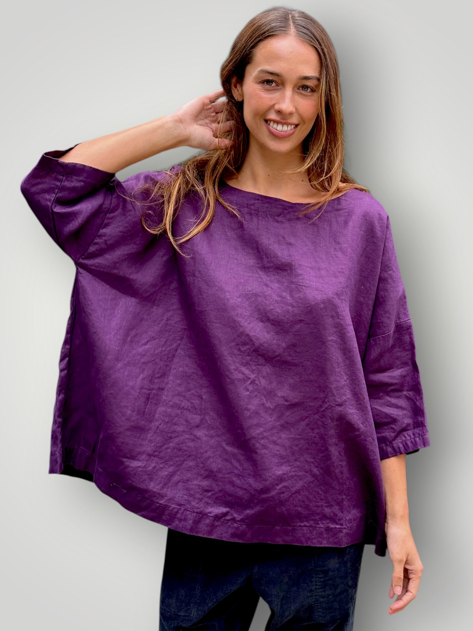 marita top - eggplant linen Apparel