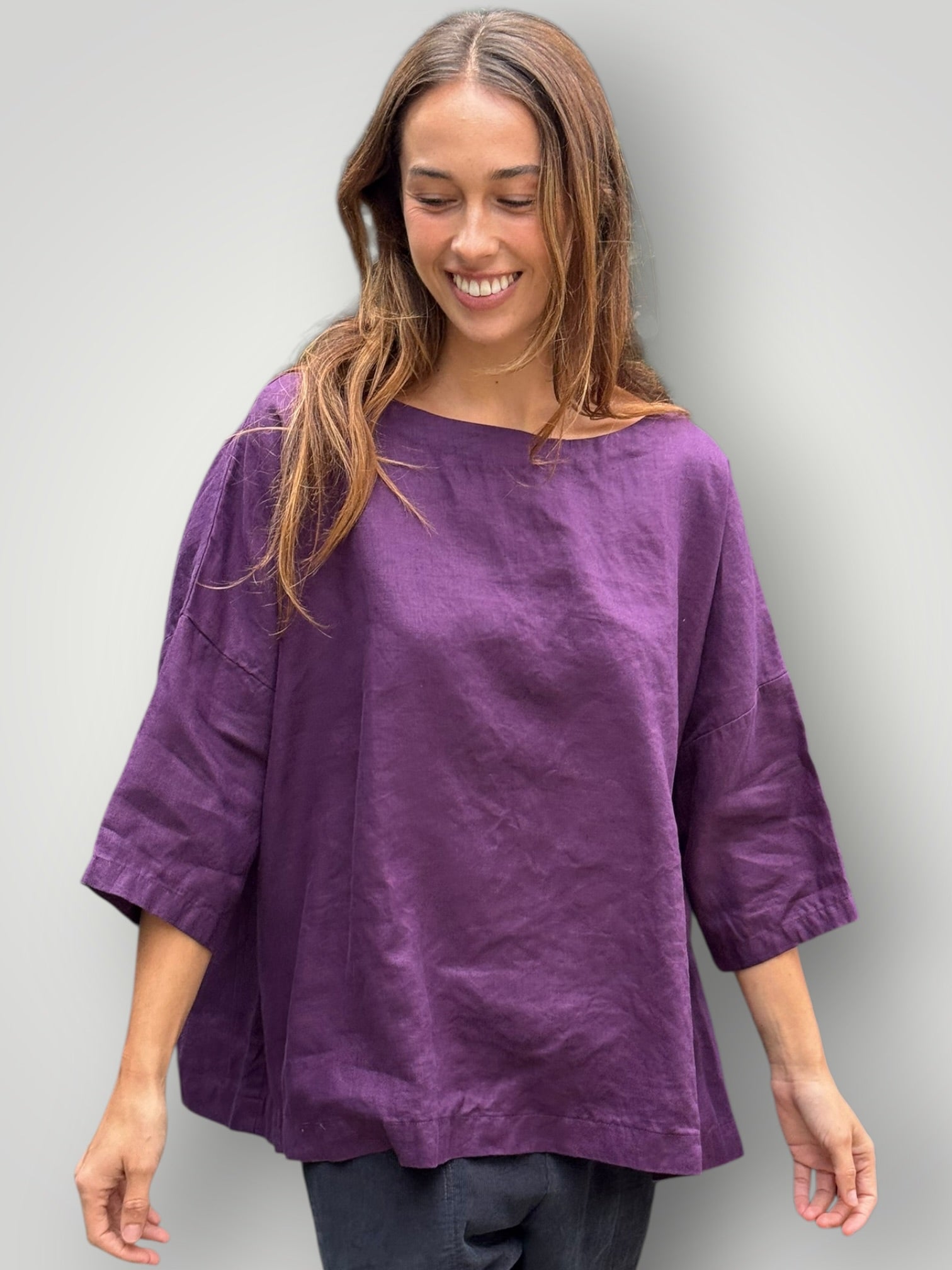 marita top - eggplant linen Apparel