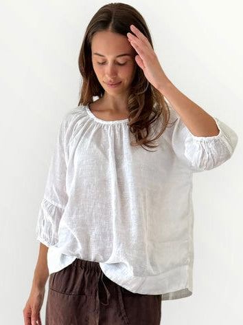 julia top-white linen Apparel