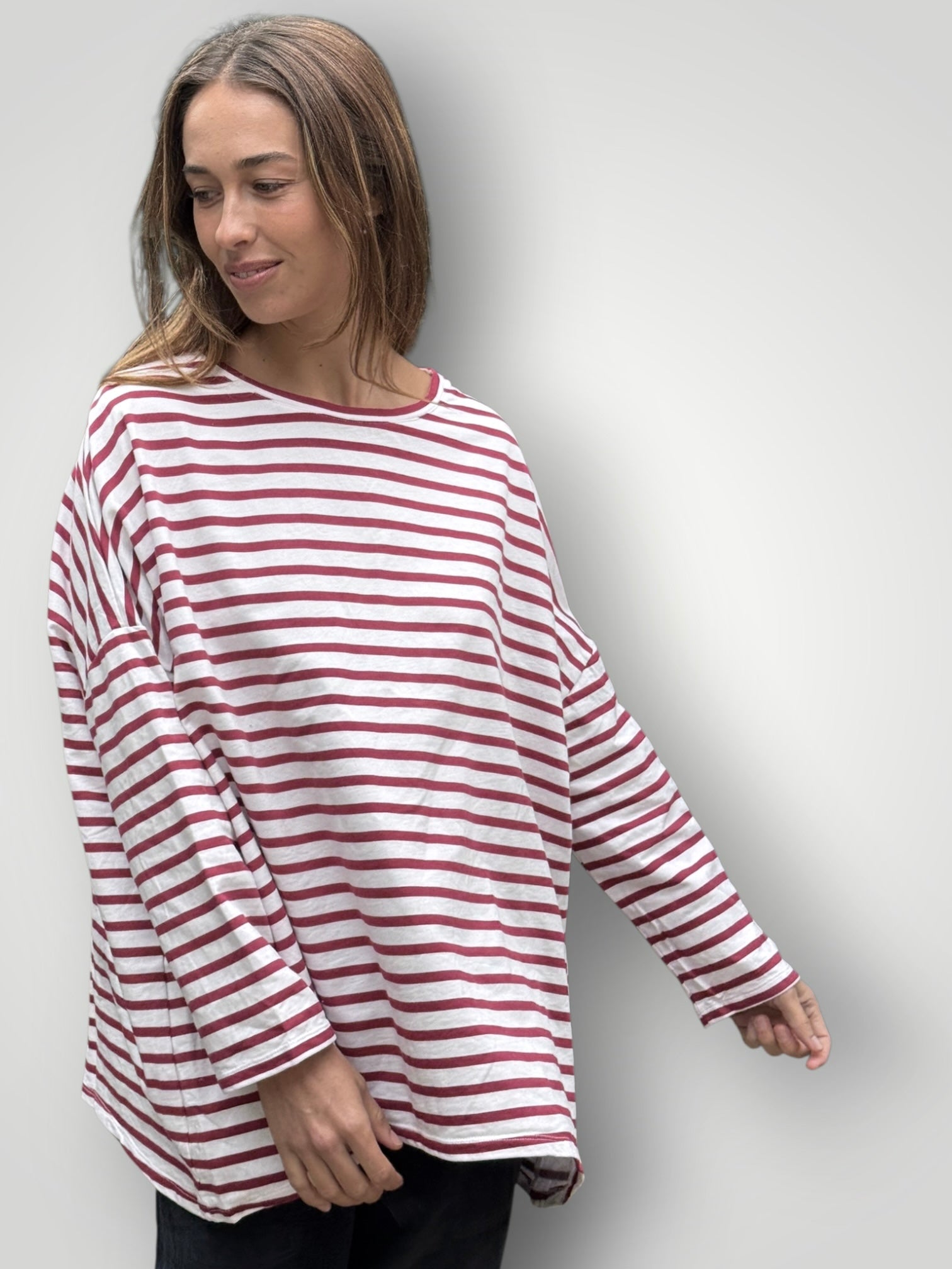 estella top-merlot stripe cotton knit Apparel