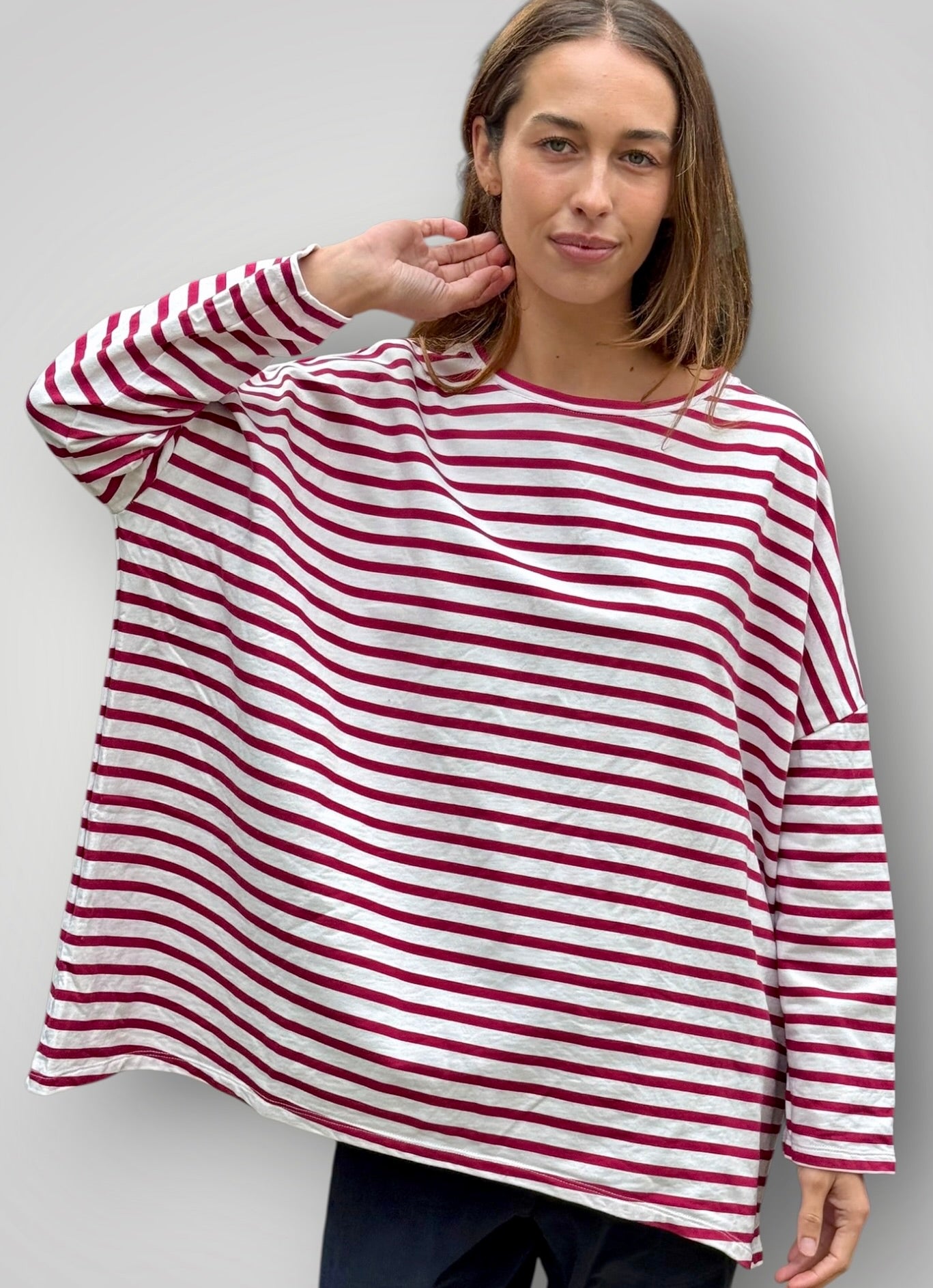 estella top-merlot stripe cotton knit Apparel
