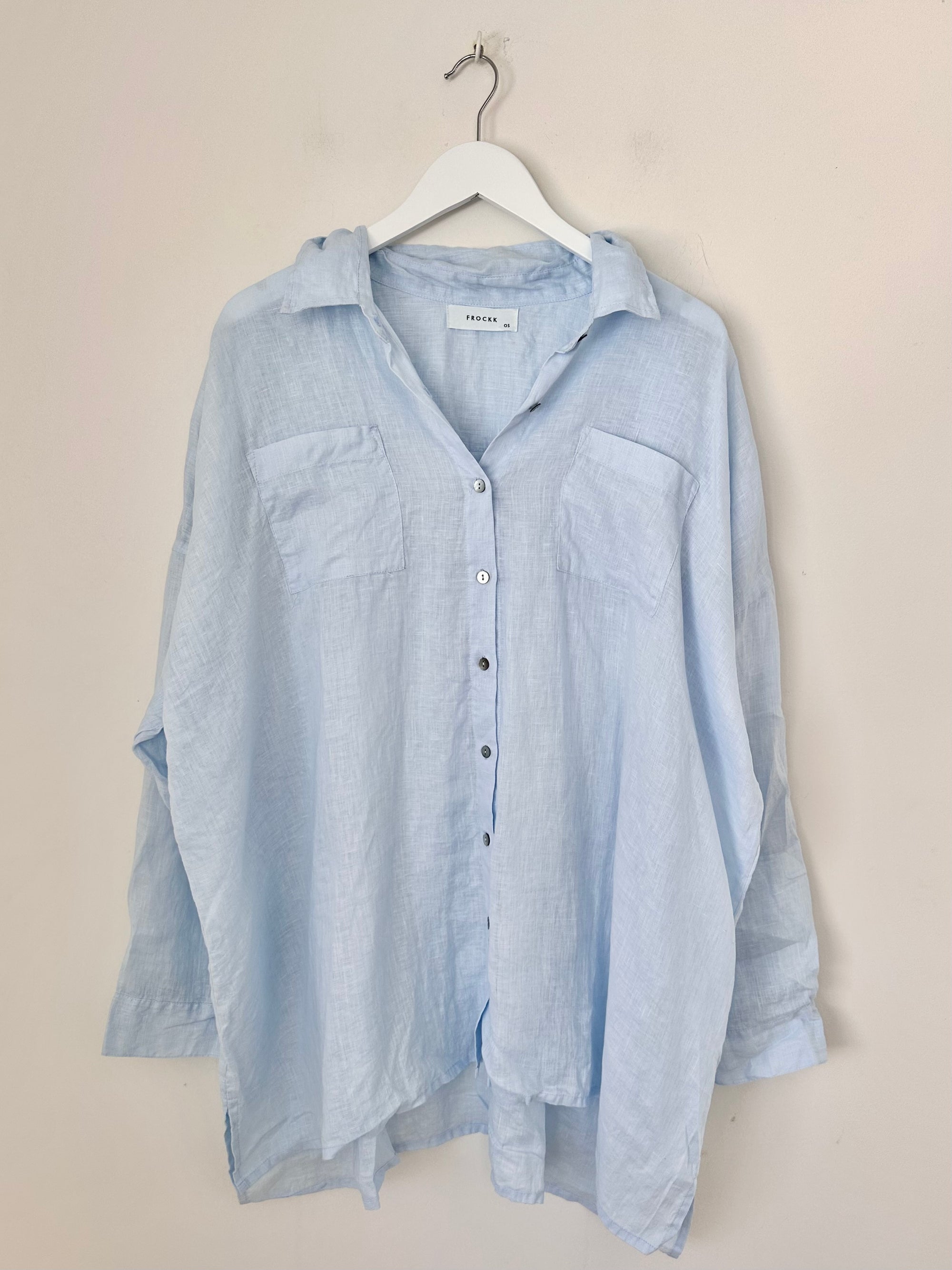 aiden oversized shirt - soft blue linen Apparel