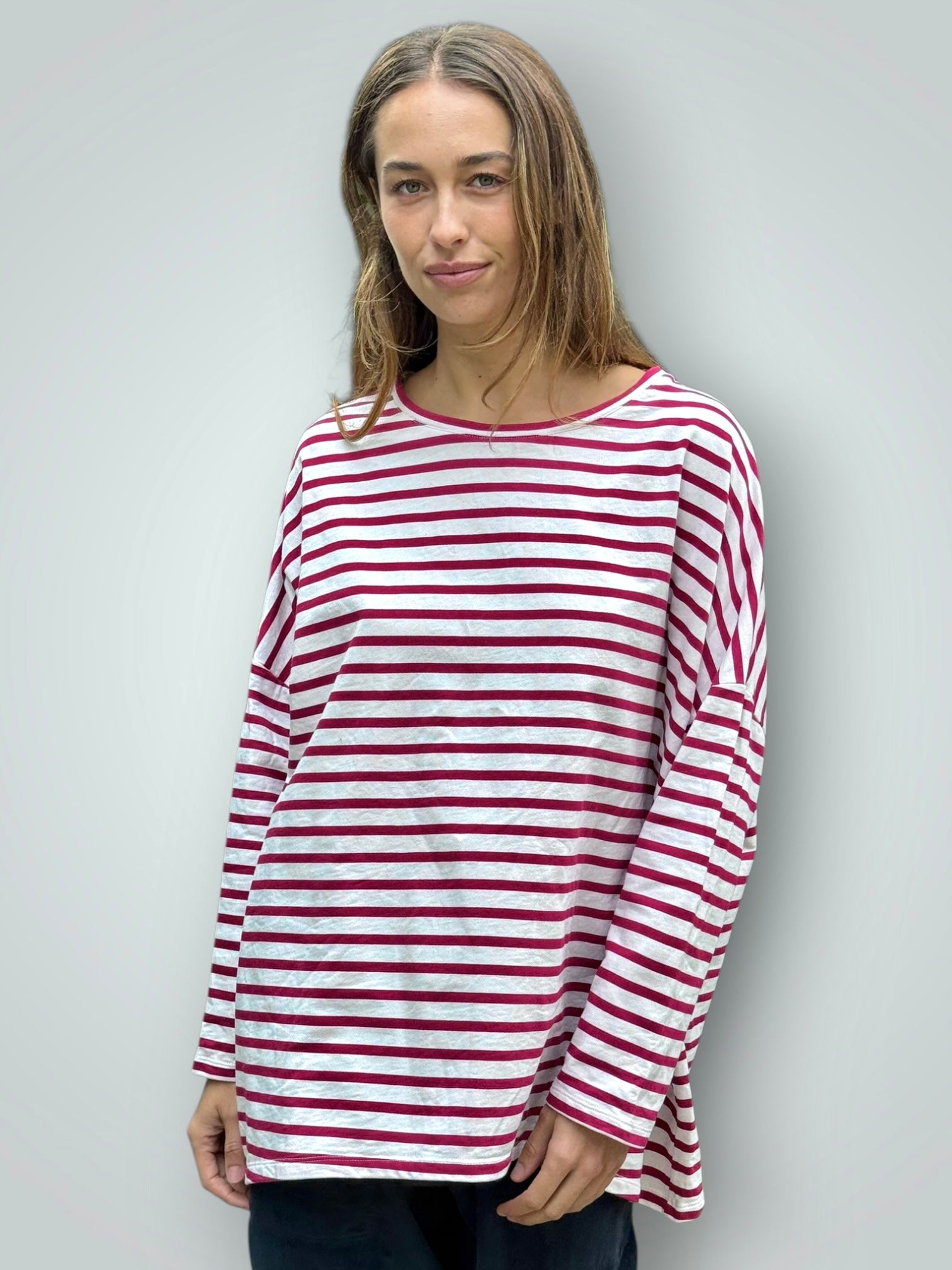 estella top-merlot stripe cotton knit Apparel