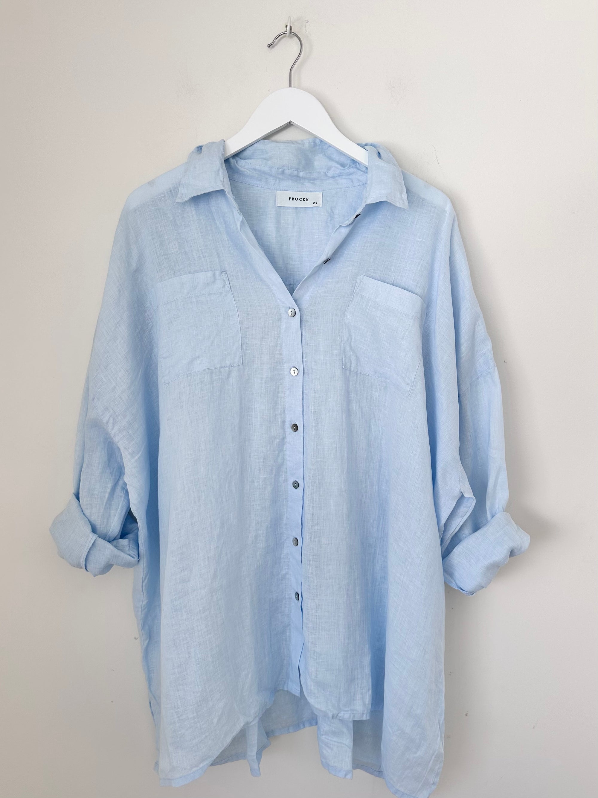 aiden oversized shirt - soft blue linen Apparel