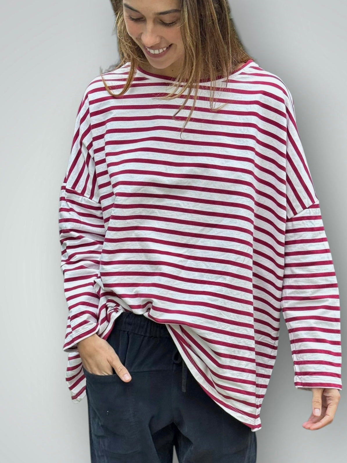 estella top-merlot stripe cotton knit Apparel