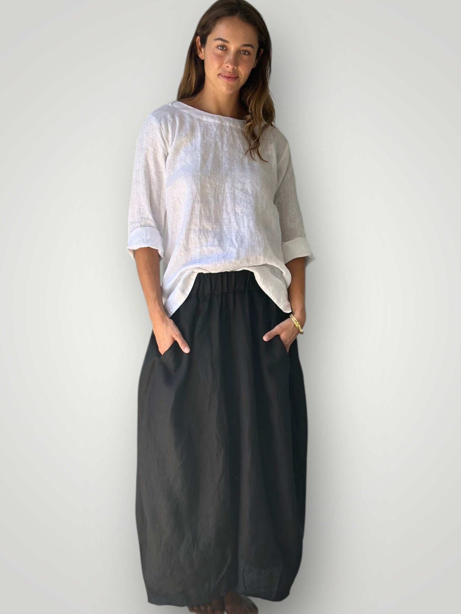 lana skirt - black linen Apparel