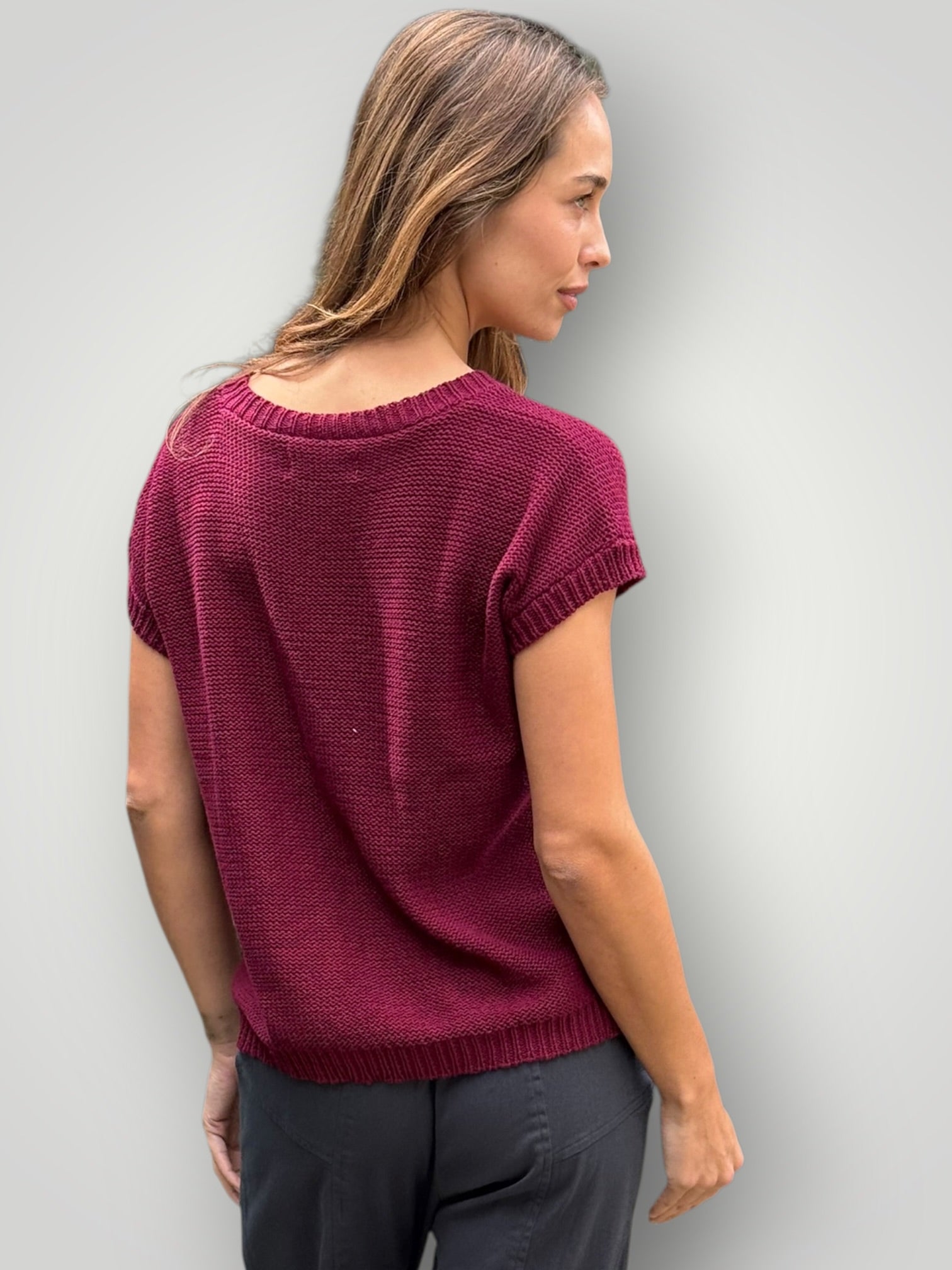 lara knit top - merlot cotton Apparel