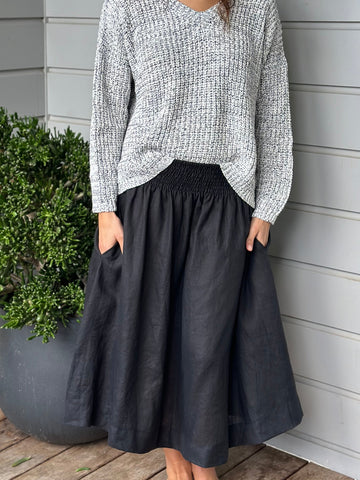 lola skirt - black linen Apparel  