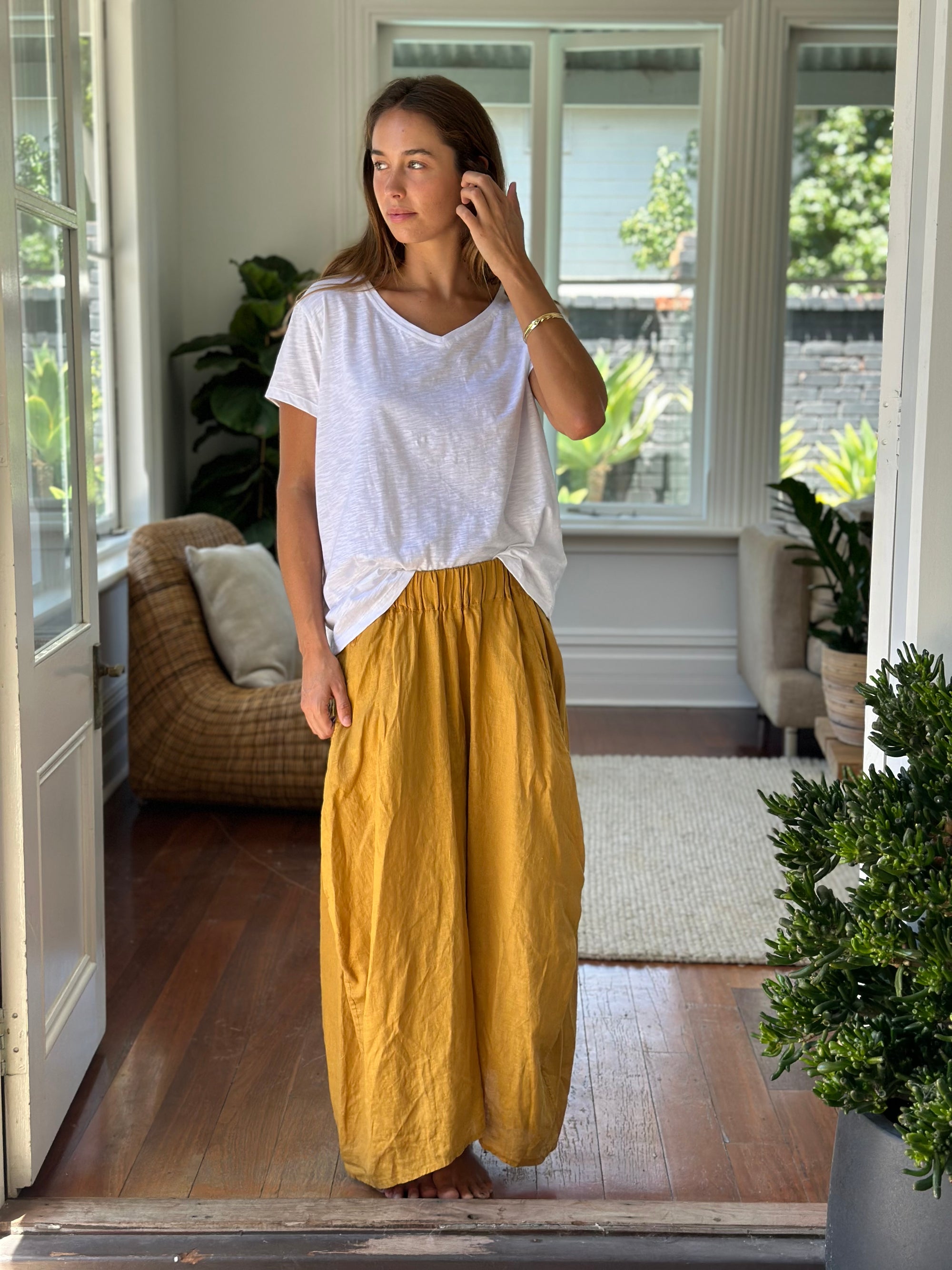 lana skirt - turmeric linen Apparel  
