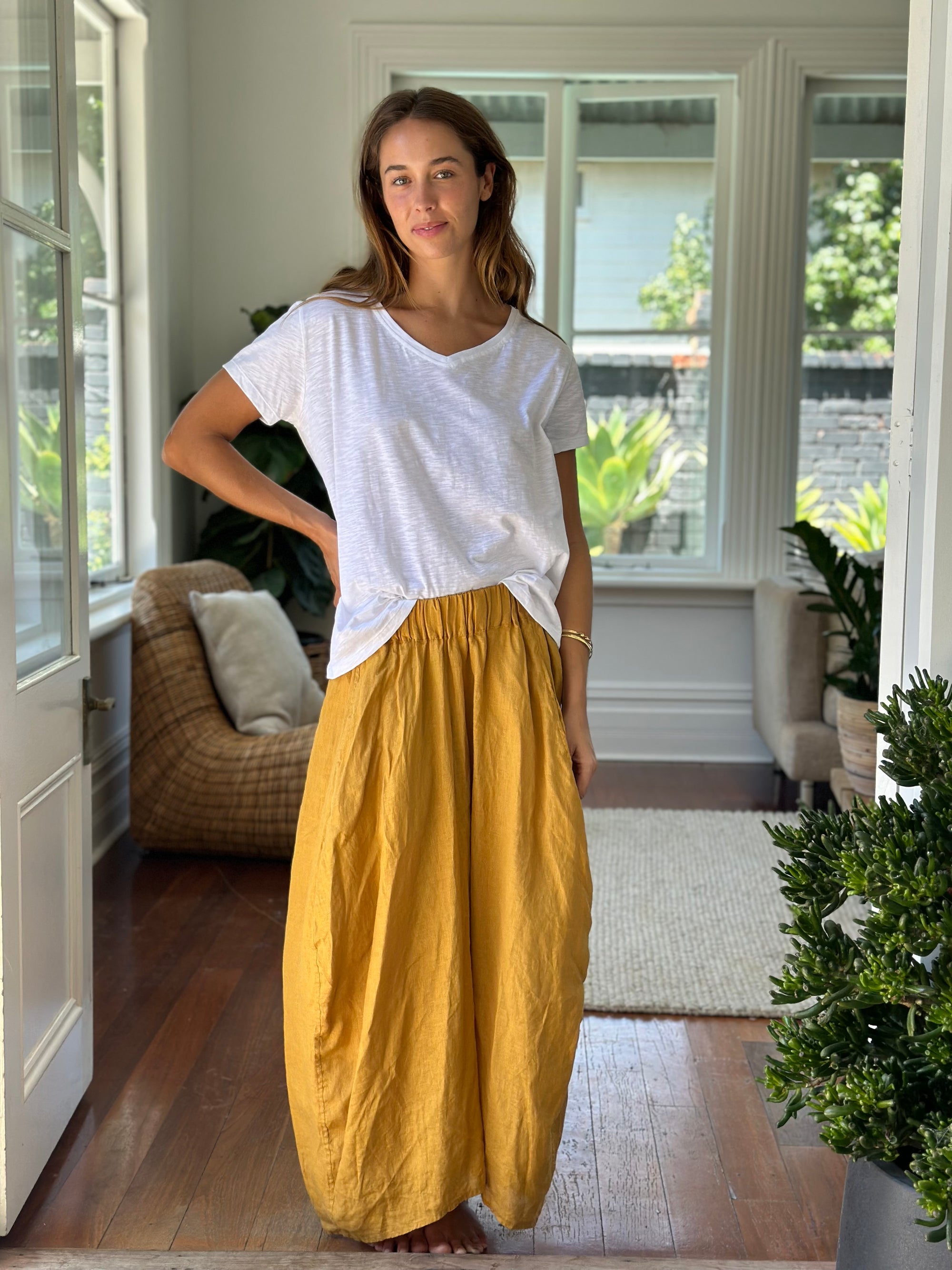 lana skirt - turmeric linen Apparel  