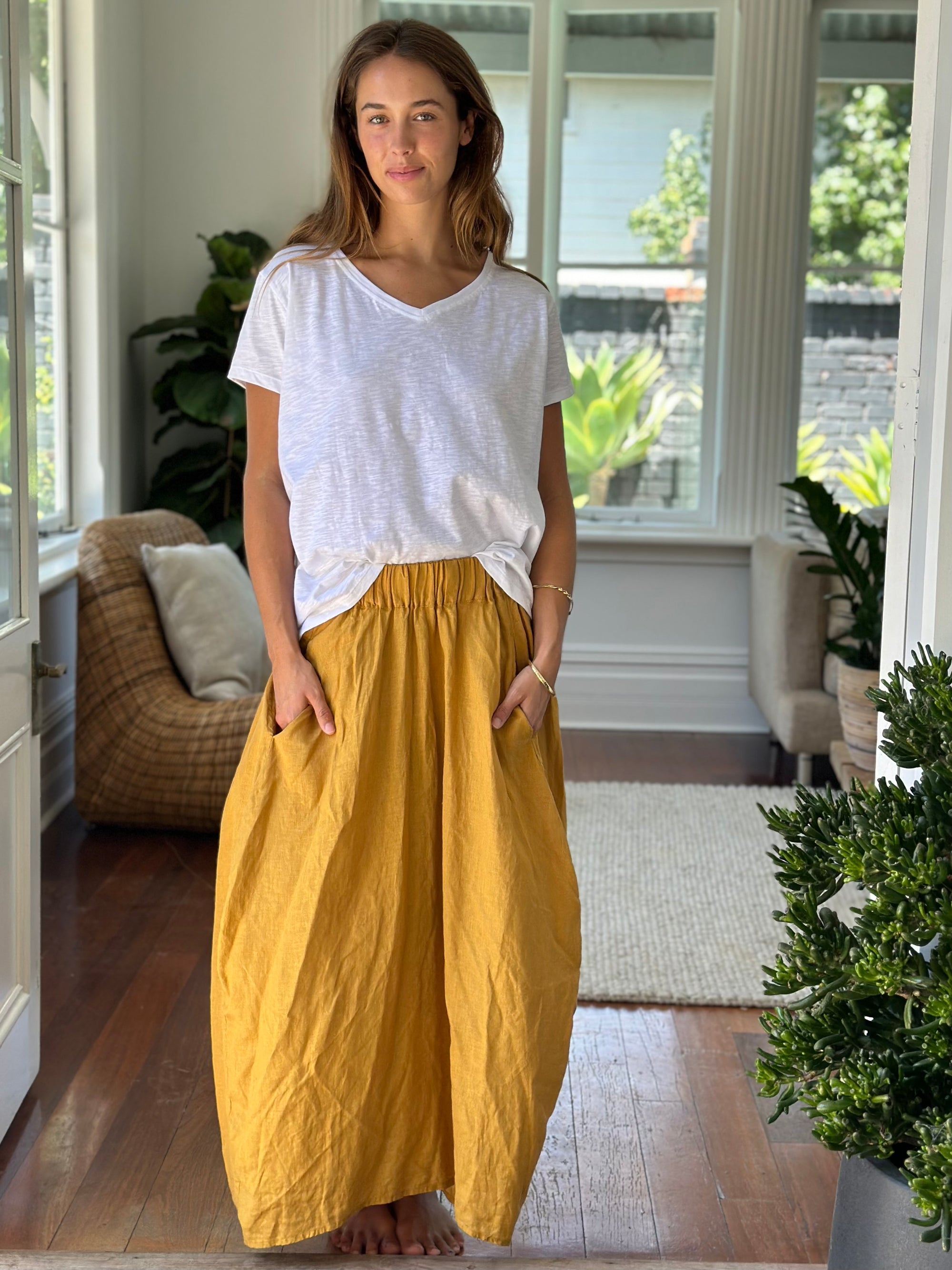 lana skirt - turmeric linen Apparel  