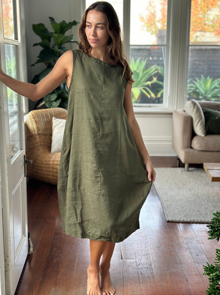 adele dress-army linen Apparel  
