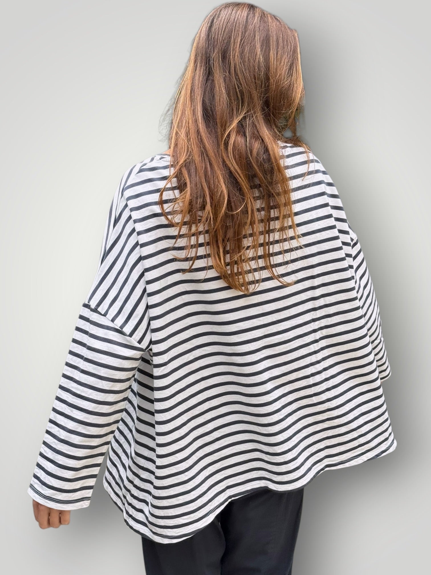 estella top-charcoal stripe cotton knit Apparel