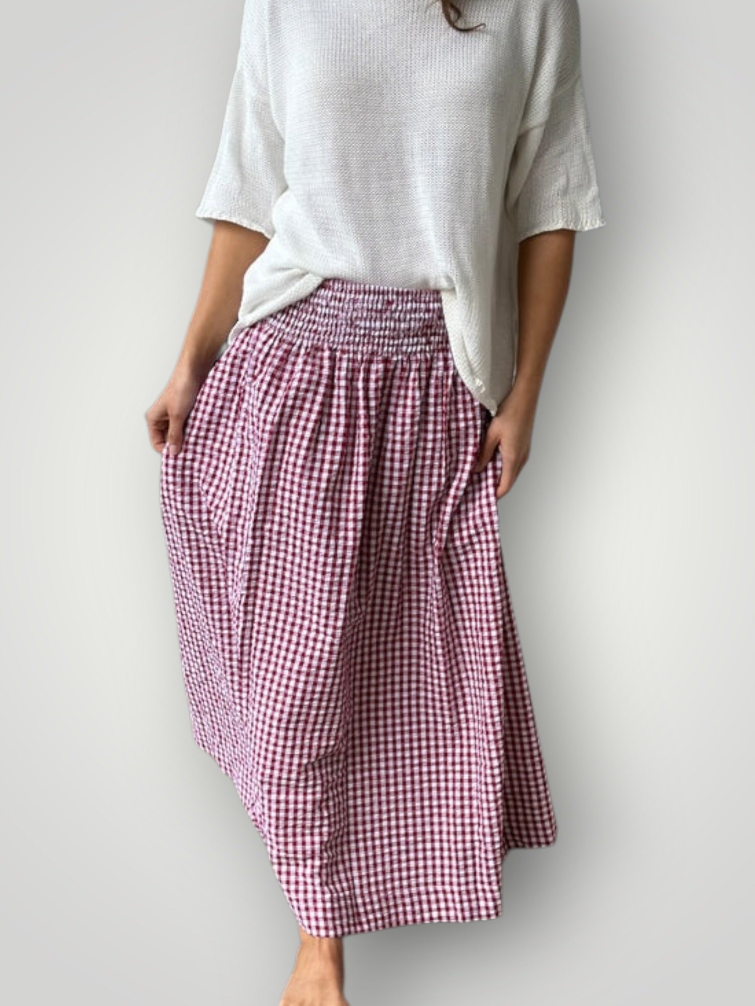lulu skirt - red/white gingham cotton Apparel