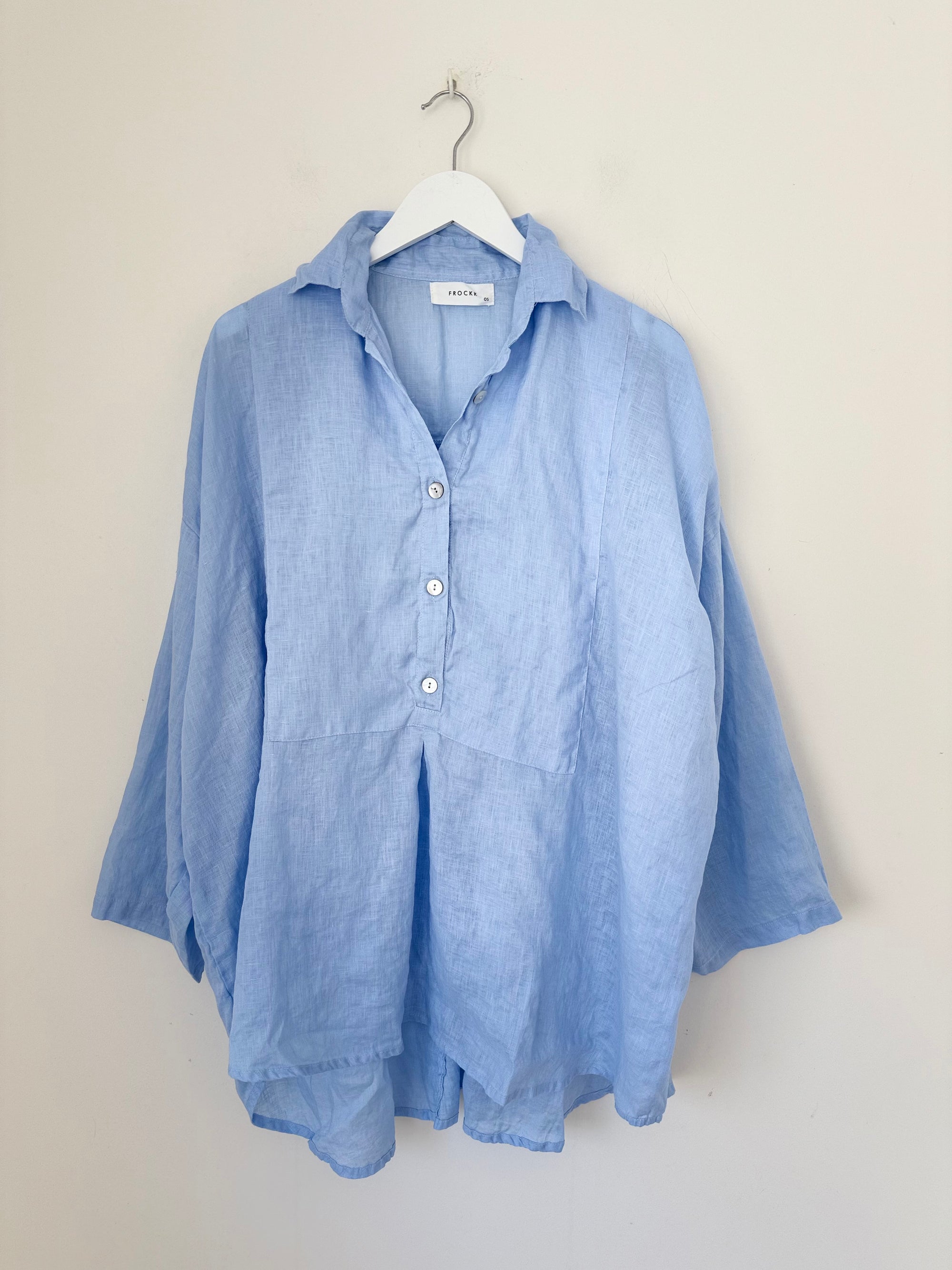 megan shirt - soft blue linen Apparel