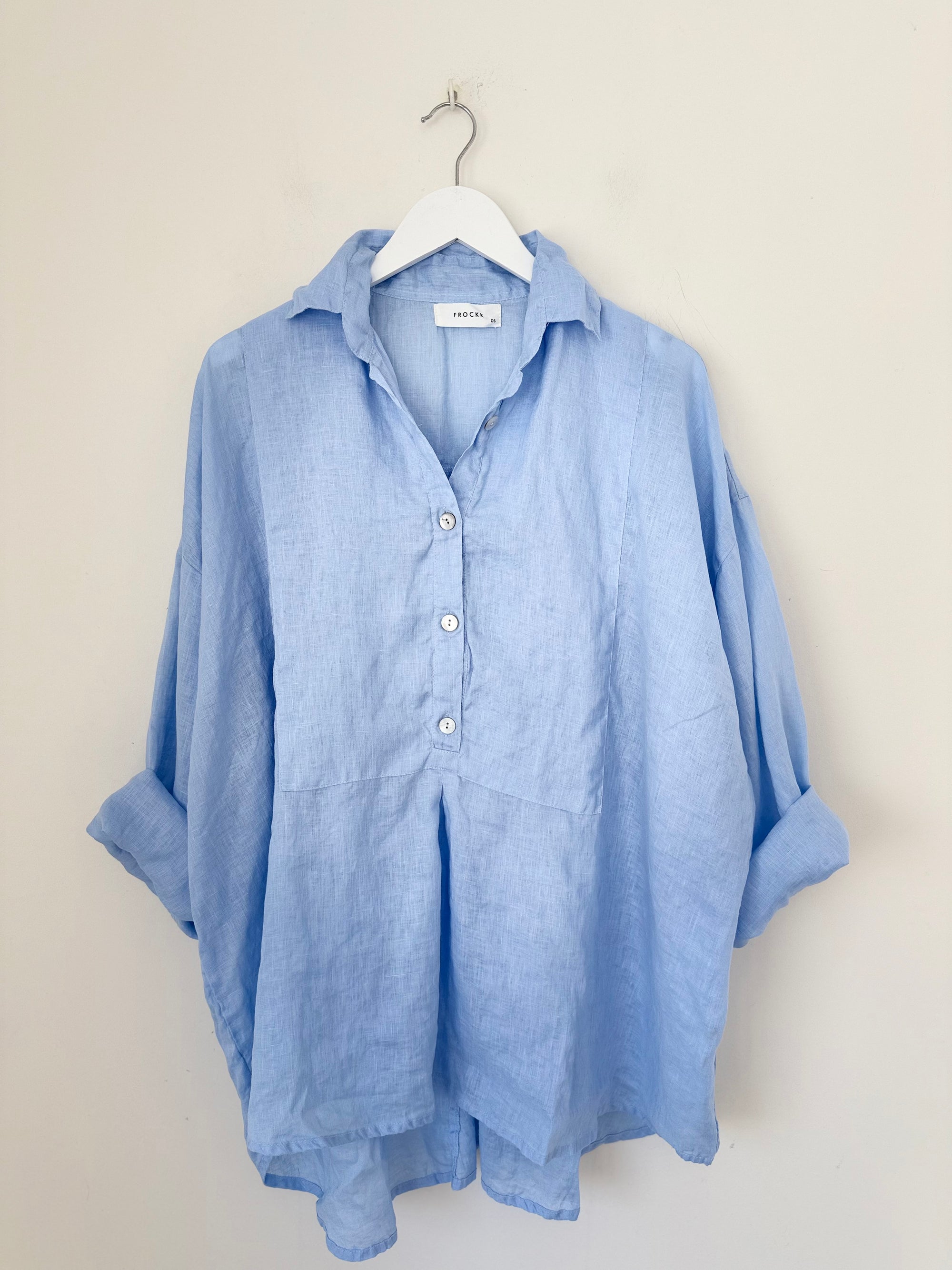 megan shirt - soft blue linen Apparel