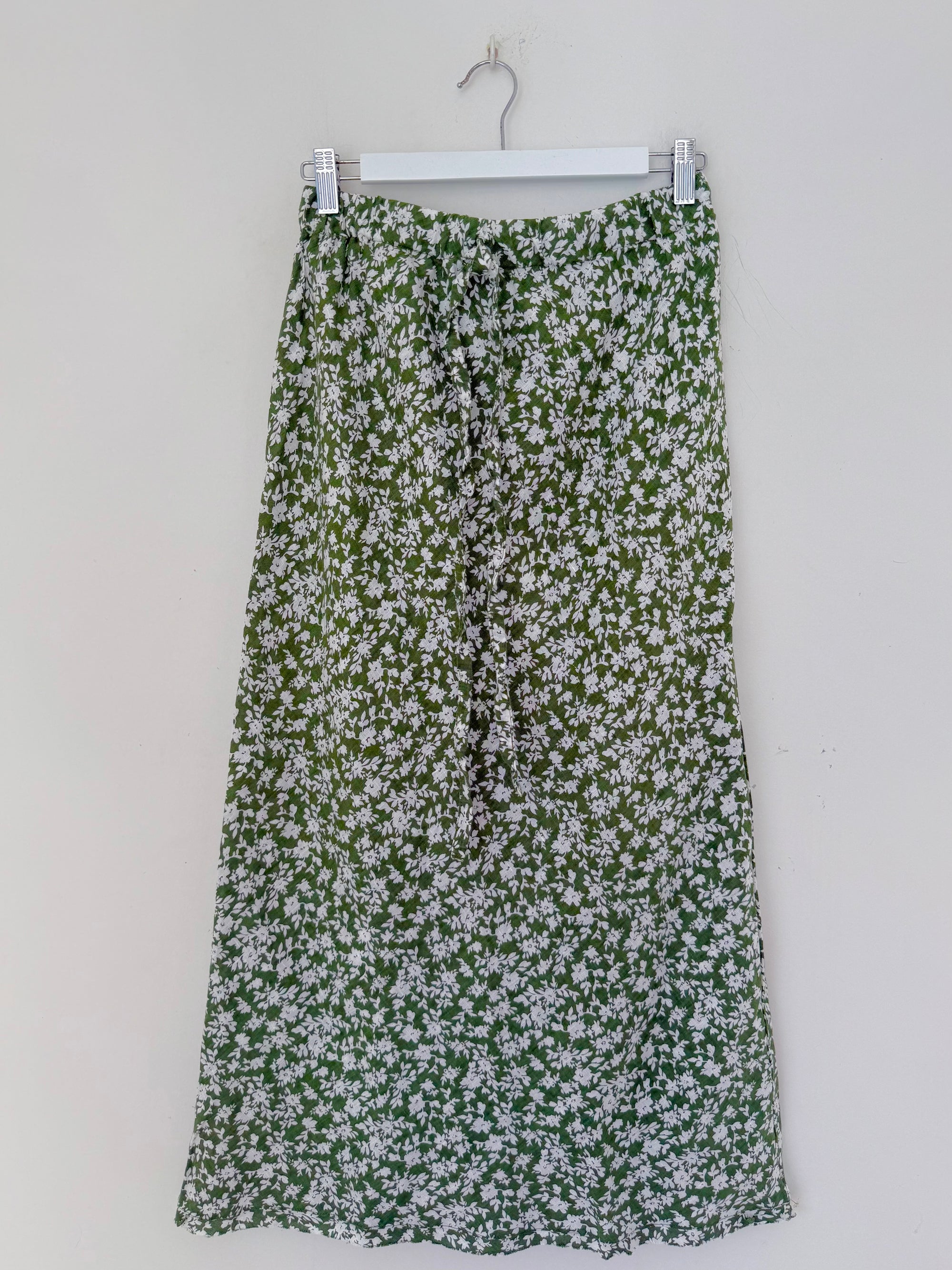 anthea skirt - moss floral linen Apparel