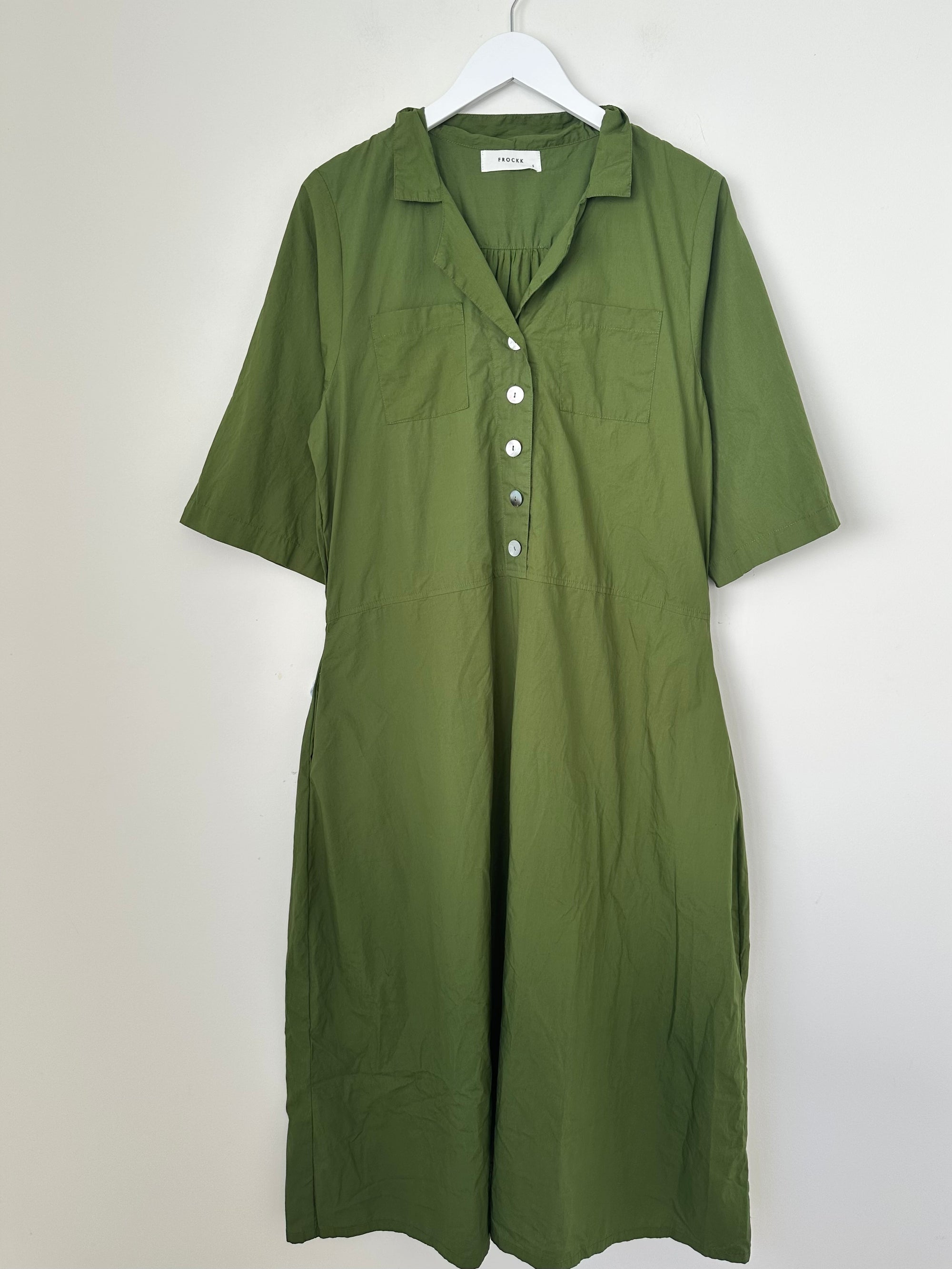 bridget dress - moss cotton Apparel