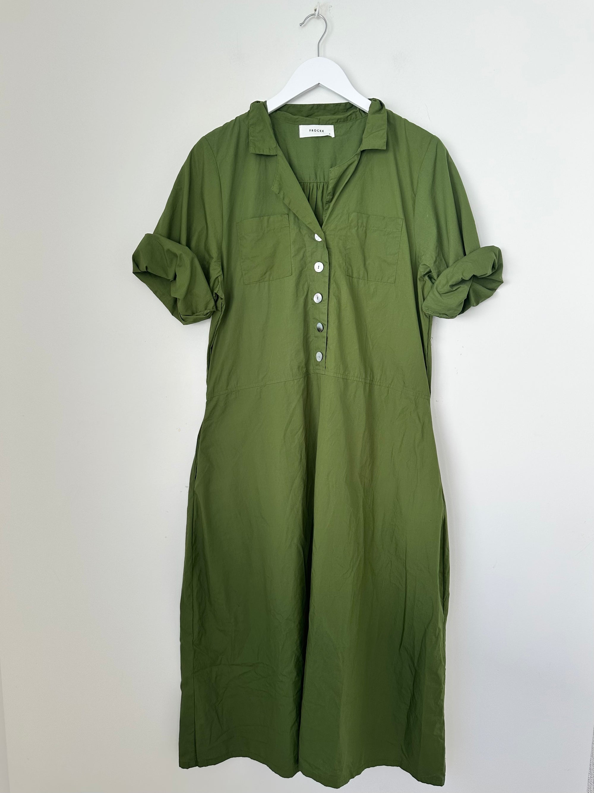 bridget dress - moss cotton Apparel