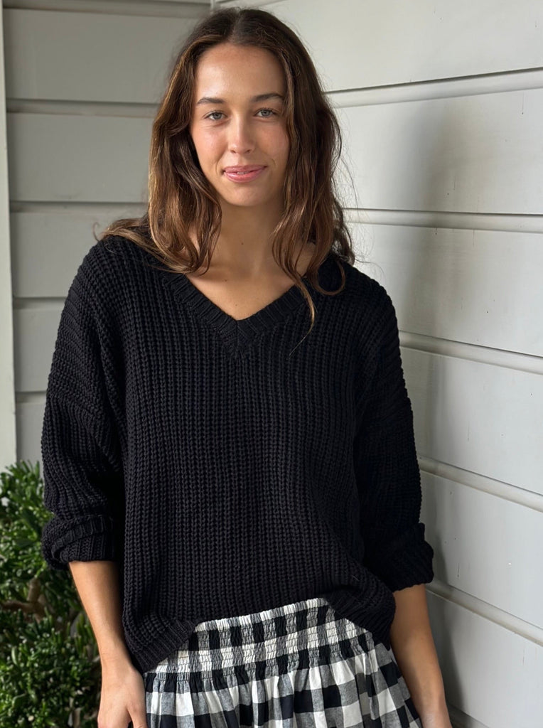 jasper cotton knit - black Apparel