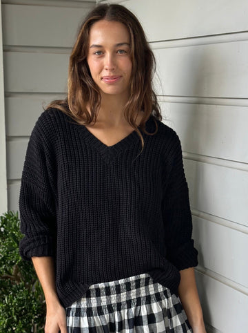 jasper cotton knit - black Apparel