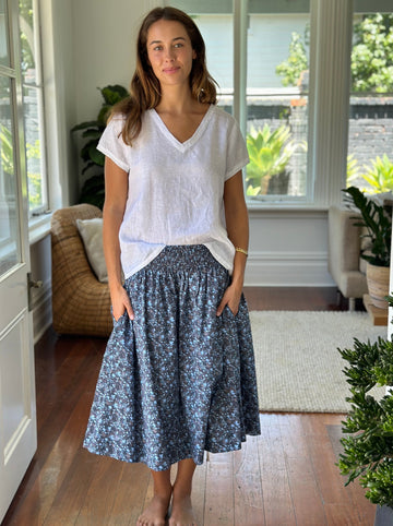 lola skirt - blue  flowers cotton Apparel  