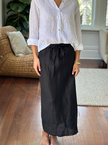 anthea skirt - black linen Apparel  
