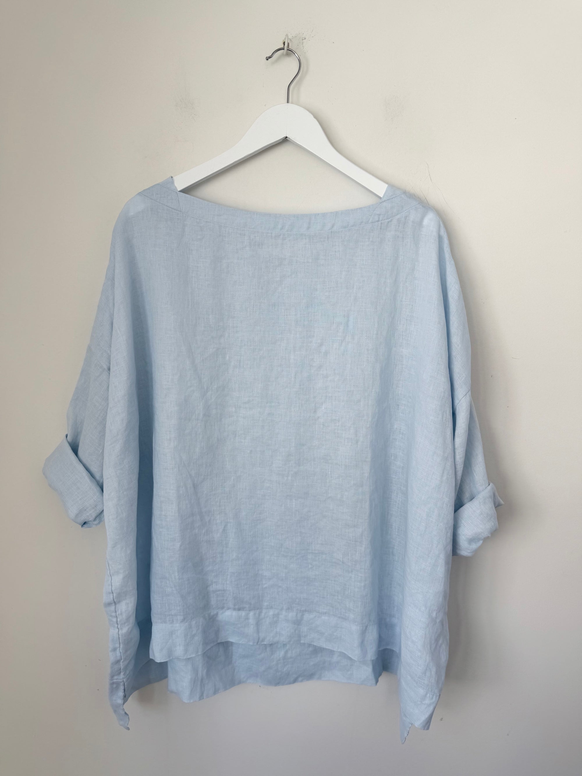 avril top - light soft blue linen Apparel