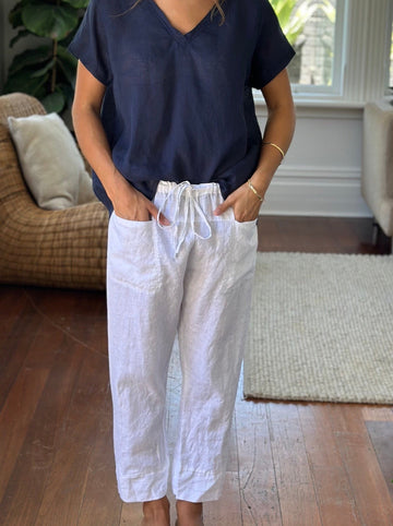 darcy pant - white linen Apparel  