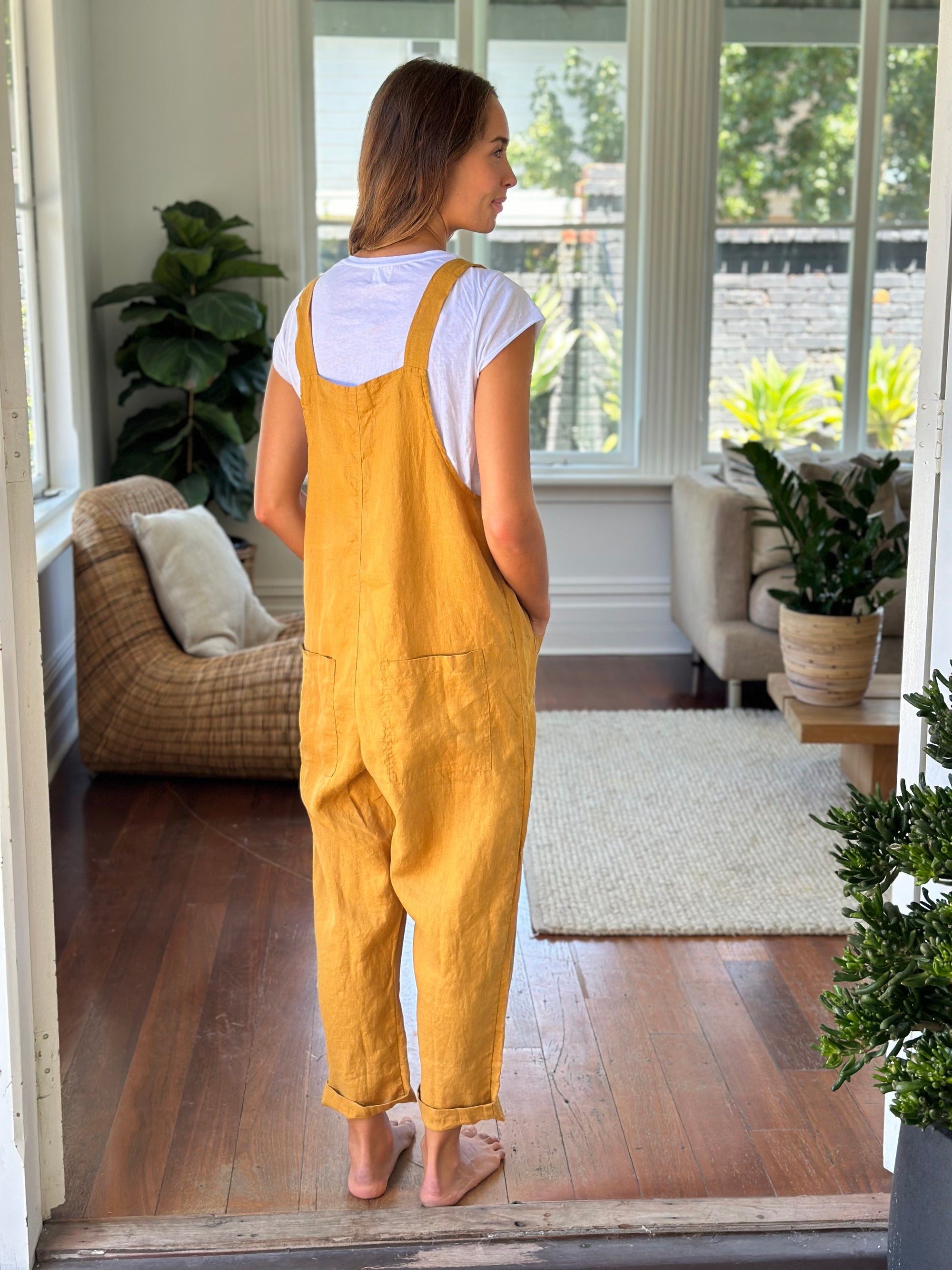overalls - turmeric linen Apparel  
