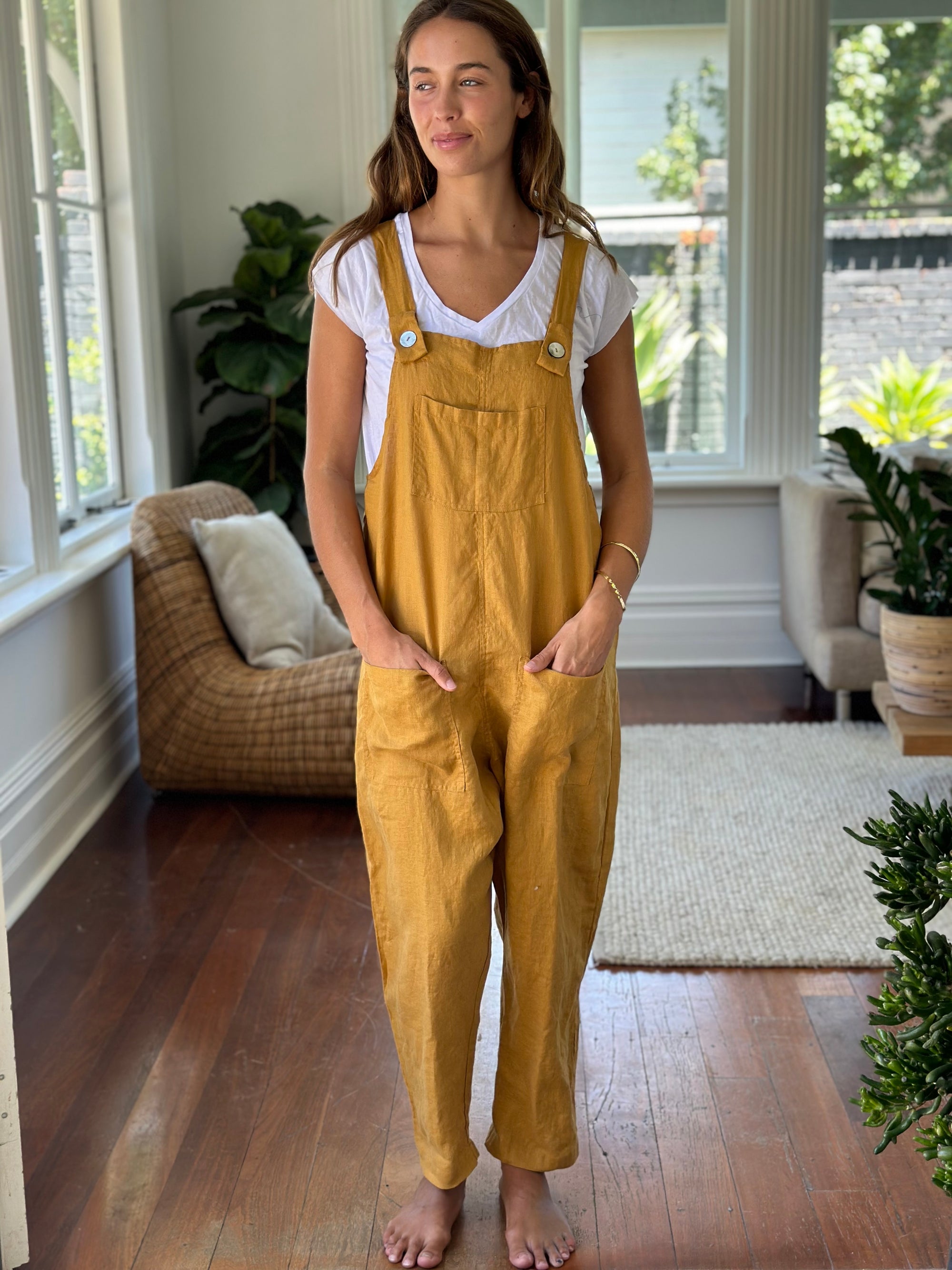 overalls - turmeric linen Apparel  