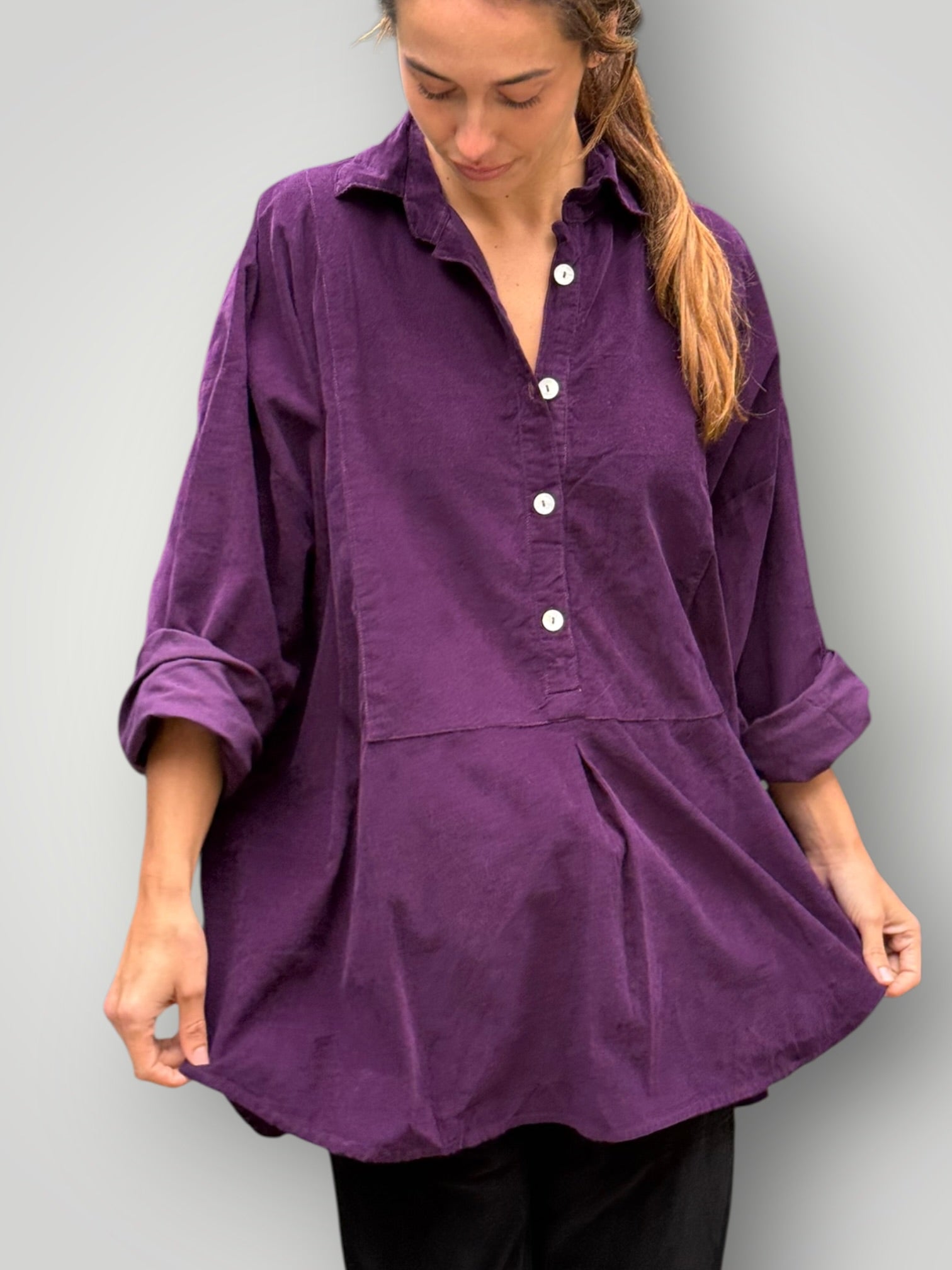 megan shirt - eggplant cord Apparel