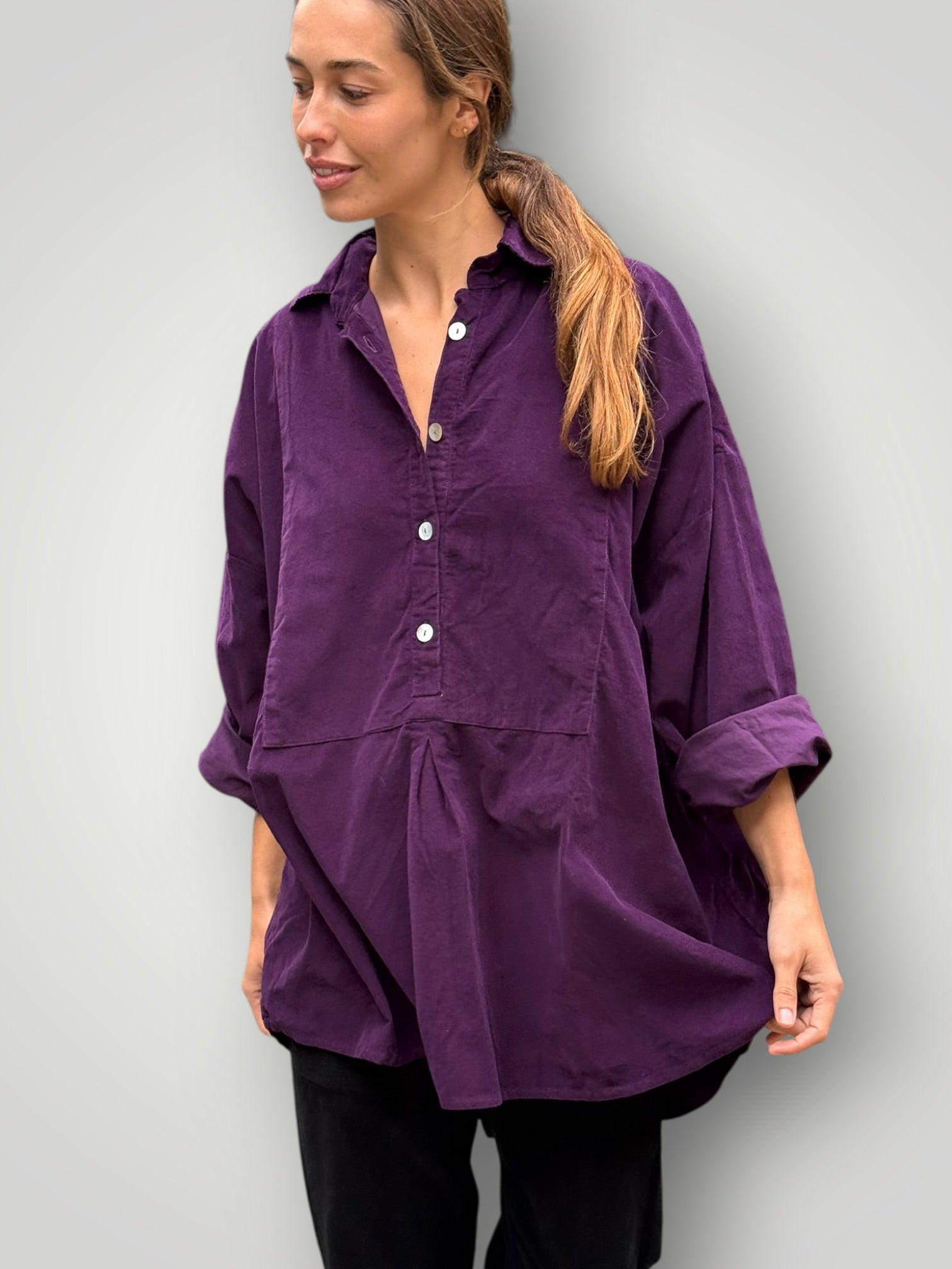 megan shirt - eggplant cord Apparel