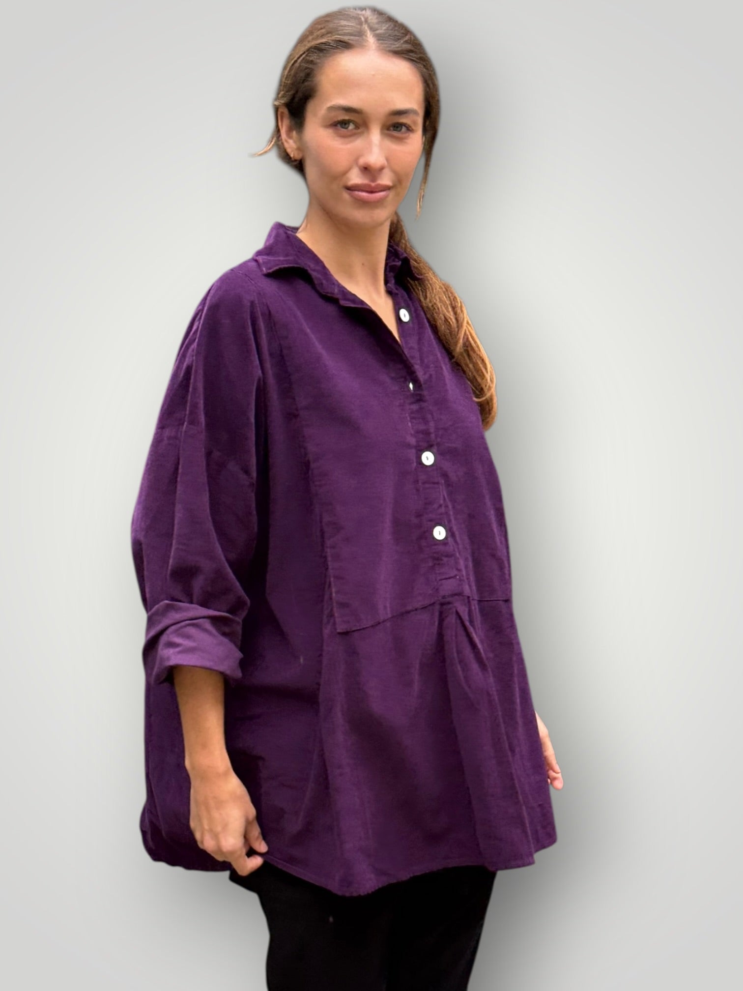 megan shirt - eggplant cord Apparel
