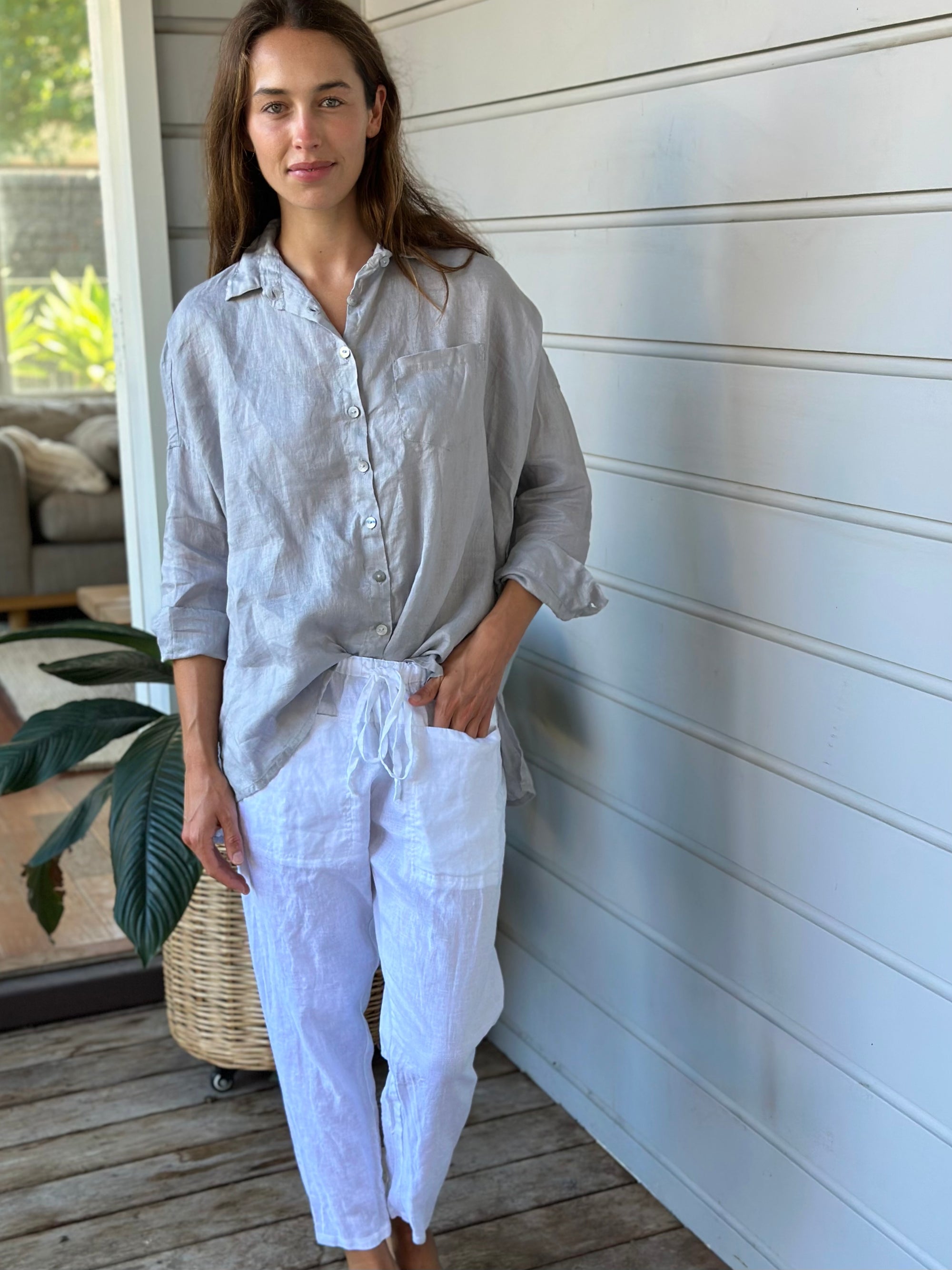 rosie shirt - soft grey linen Apparel