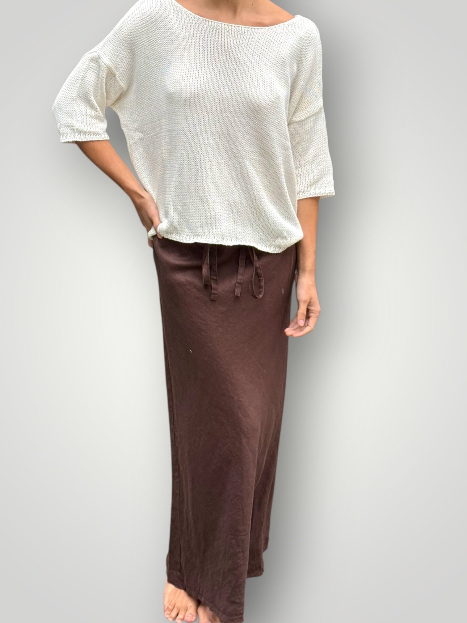 anthea skirt - chocolate linen Apparel
