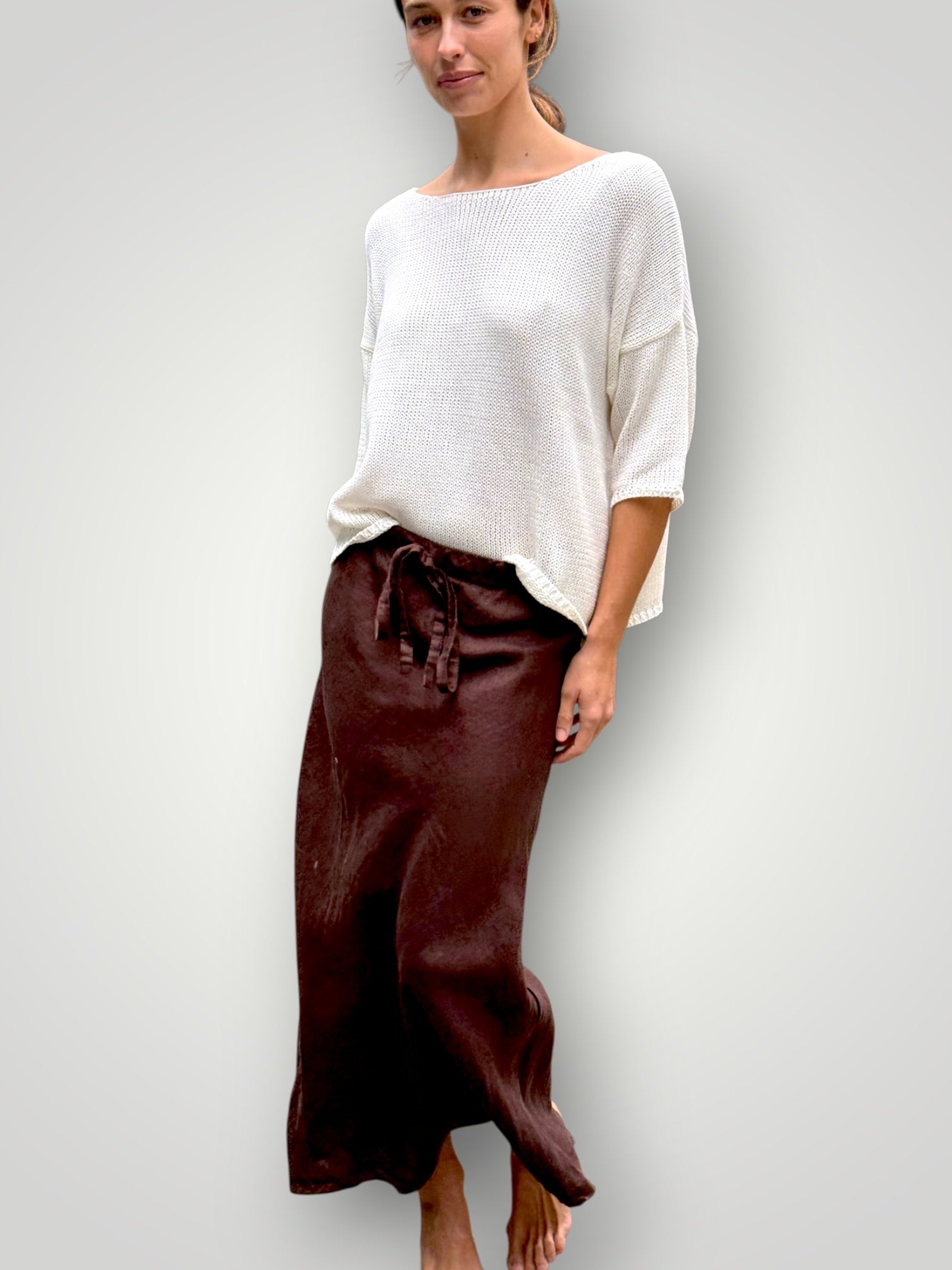 anthea skirt - chocolate linen Apparel