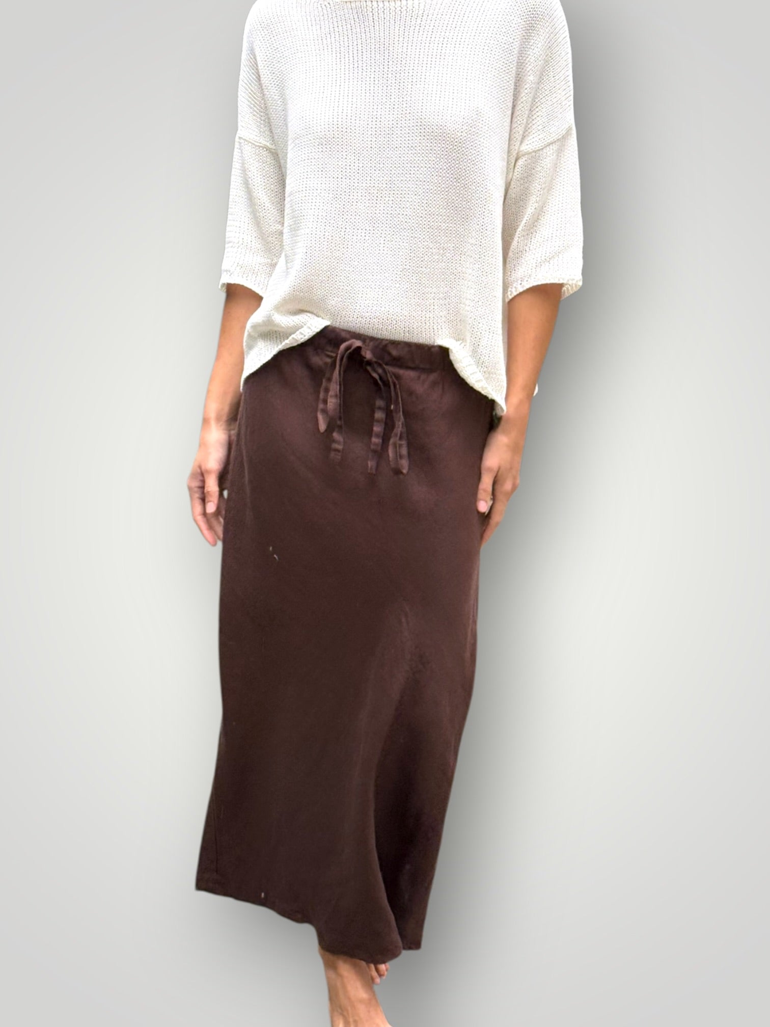 anthea skirt - chocolate linen Apparel